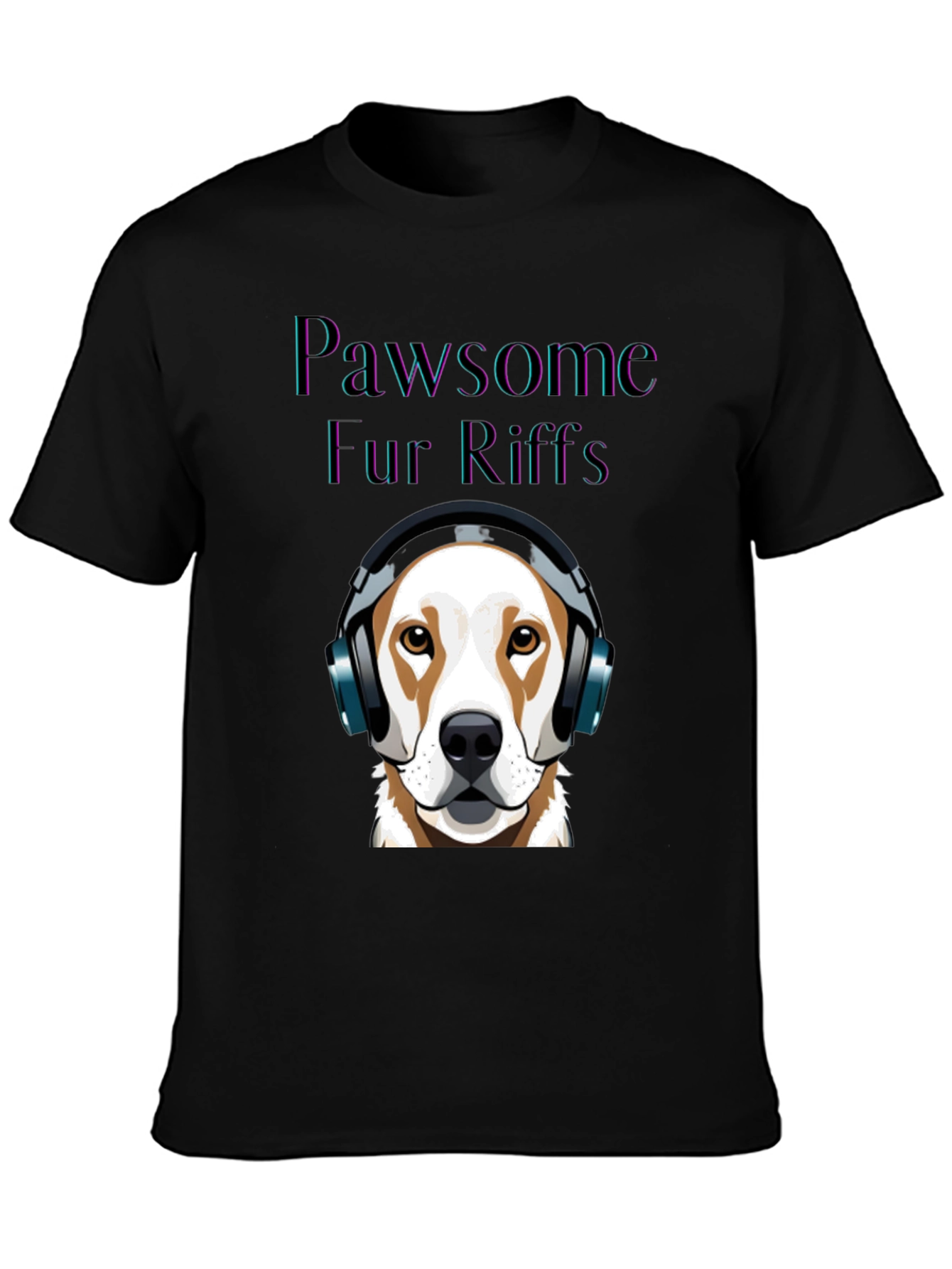 Pawsome Fur Riffs T-Shirt - Dog with Headphones