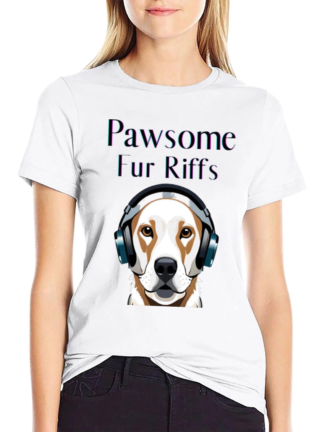 Pawsome Fur Riffs T-Shirt - Dog with Headphones