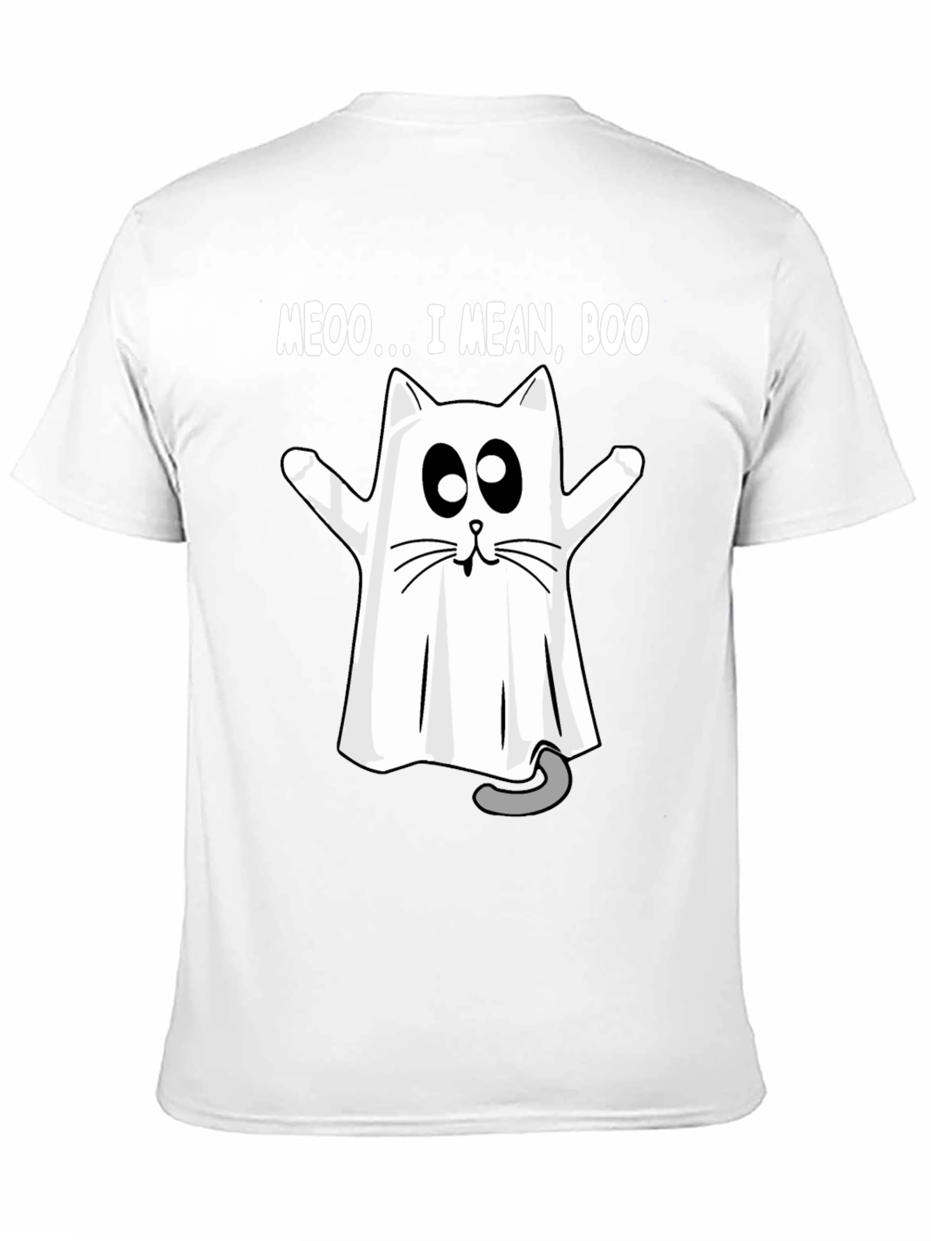 Meoo I Mean Boo Cat Ghost Halloween T-Shirt