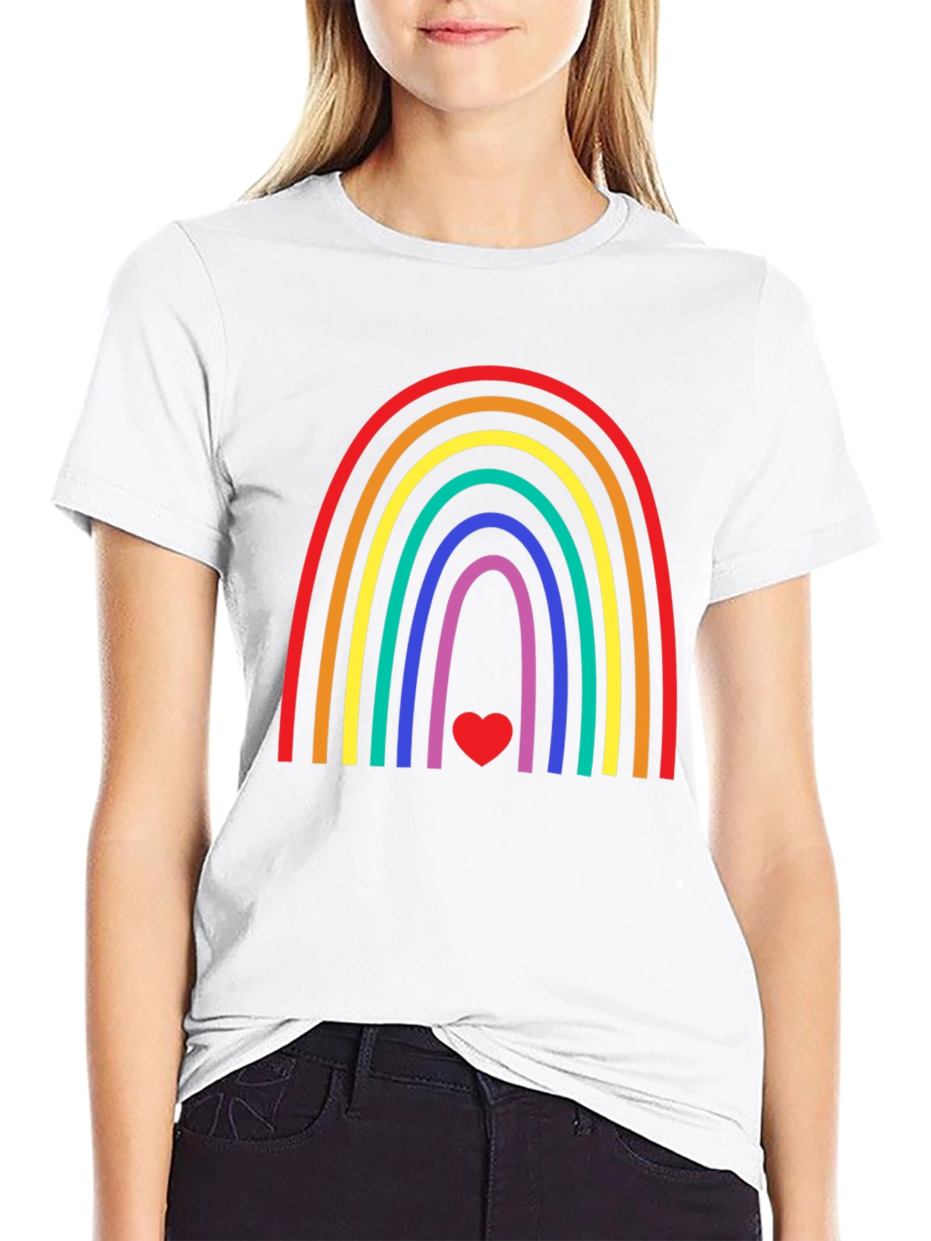 Rainbow Heart Graphic Tee - Pride & Positivity