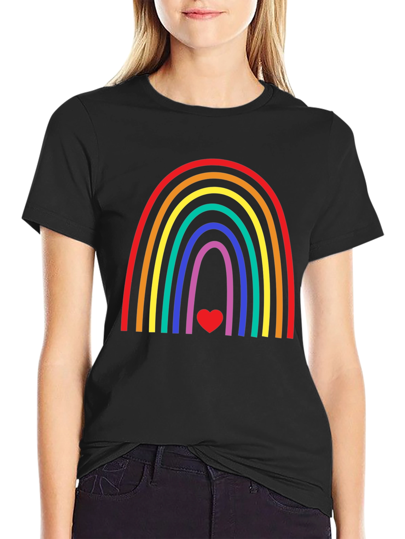 Rainbow Heart Graphic Tee - Pride & Positivity