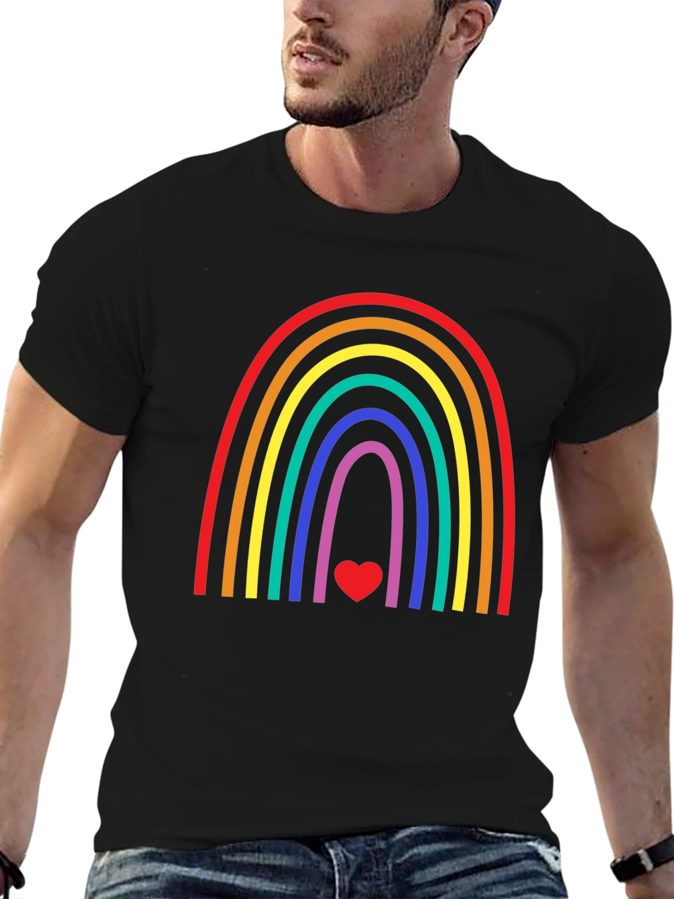 Rainbow Heart Graphic Tee - Pride & Positivity