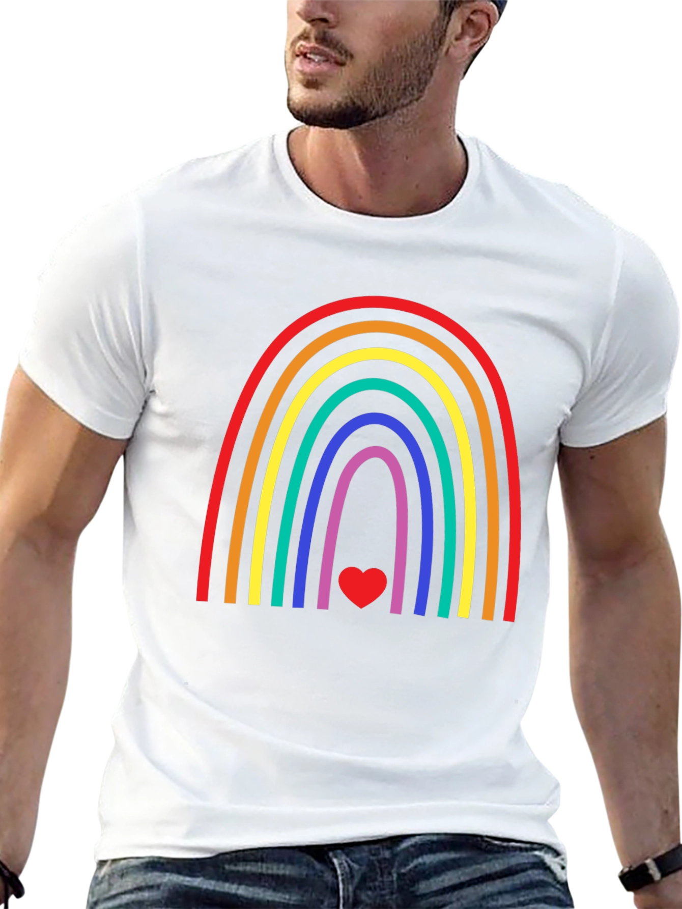 Rainbow Heart Graphic Tee - Pride & Positivity