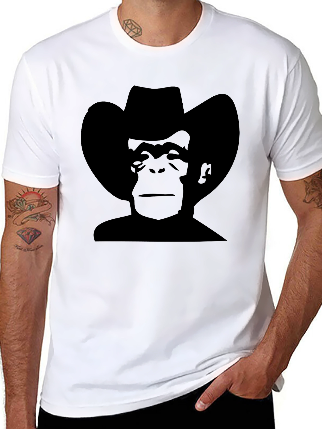 Cowboy Monkey Black T-Shirt
