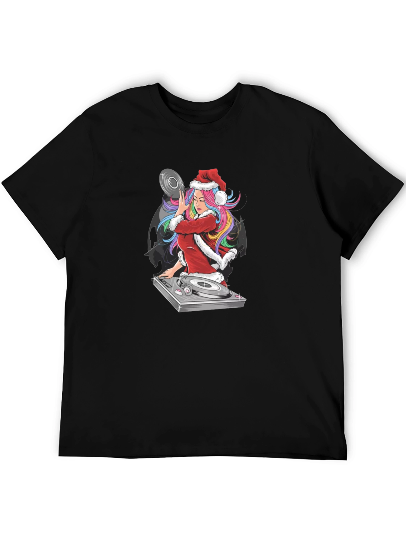 DJ Santa Girl T-Shirt - Christmas Music Lover Tee