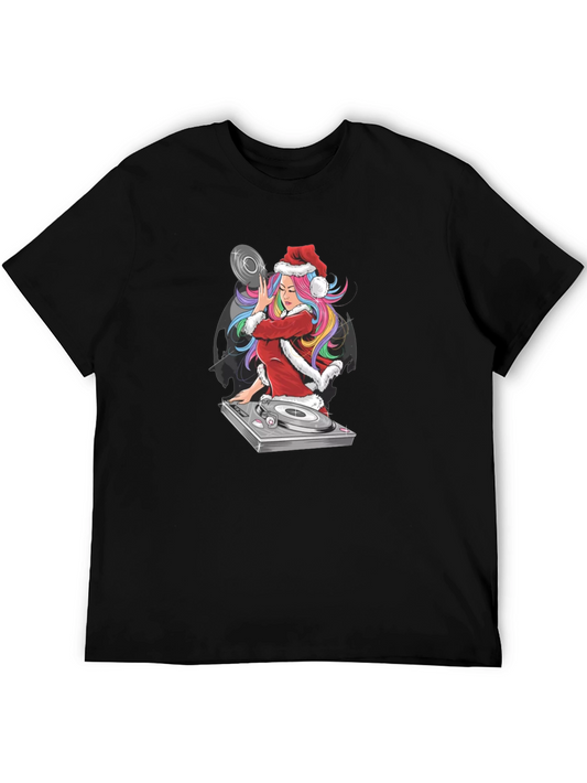 DJ Santa Girl T-Shirt - Christmas Music Lover Tee