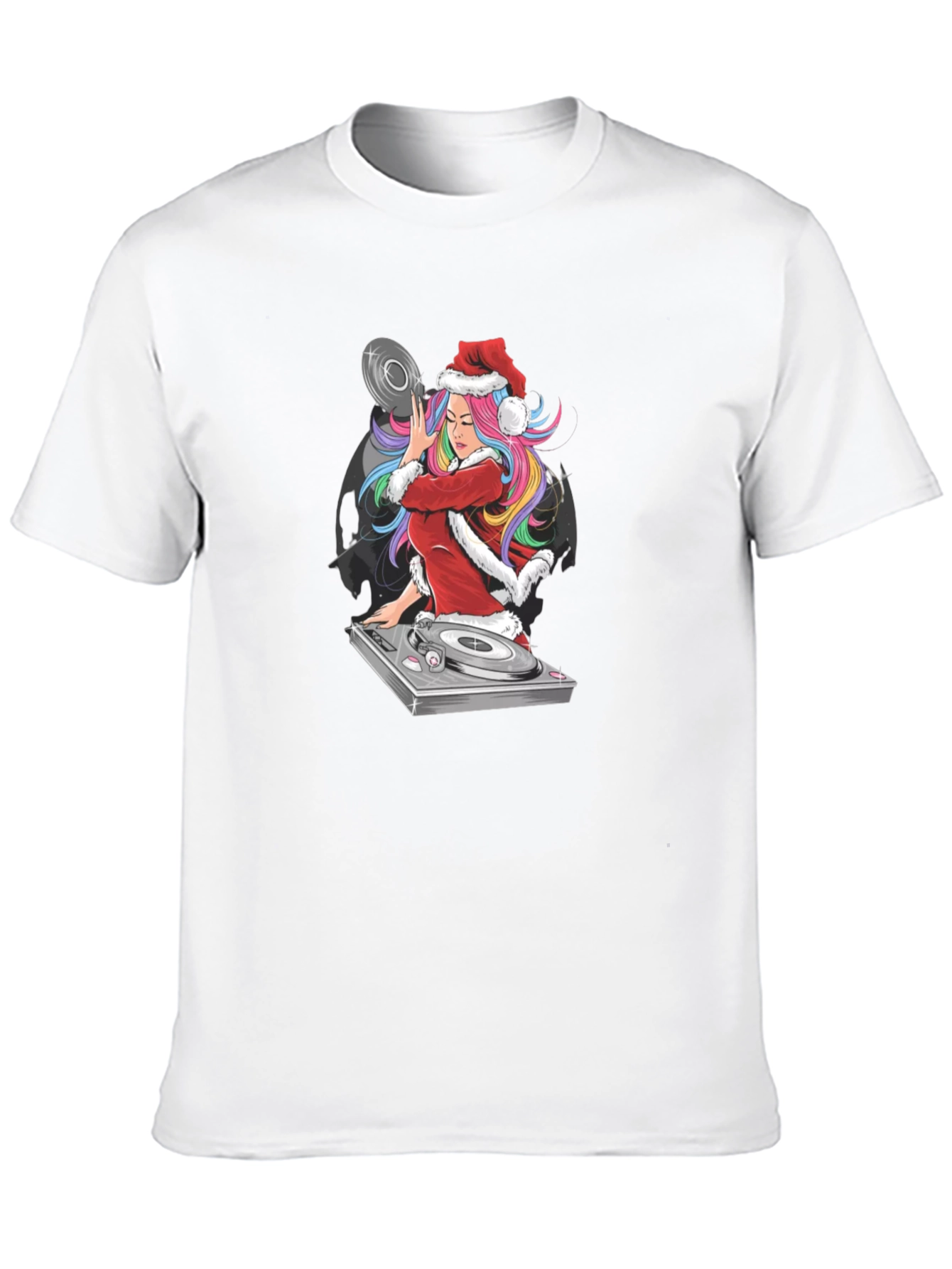 DJ Santa Girl T-Shirt - Christmas Music Lover Tee