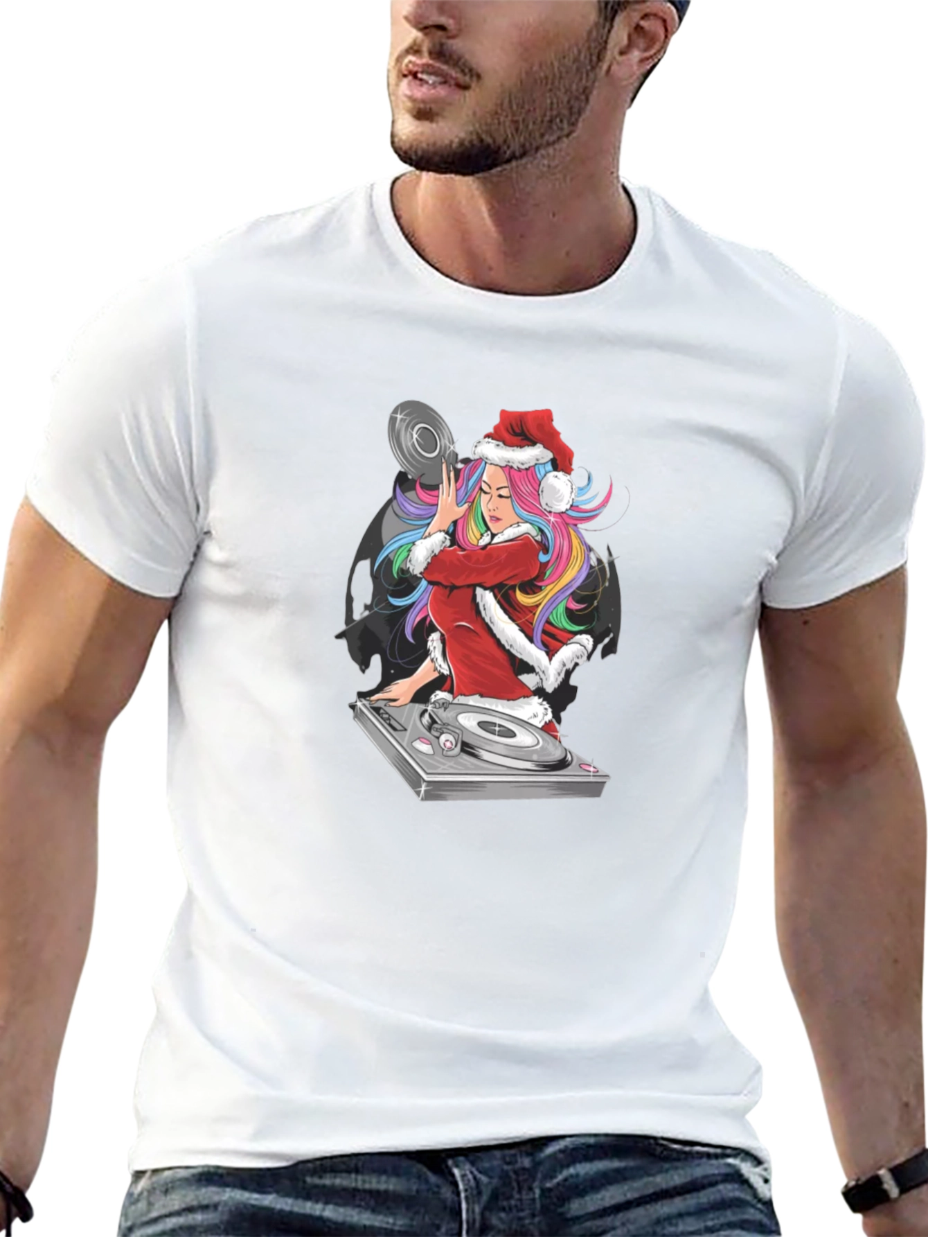 DJ Santa Girl T-Shirt - Christmas Music Lover Tee