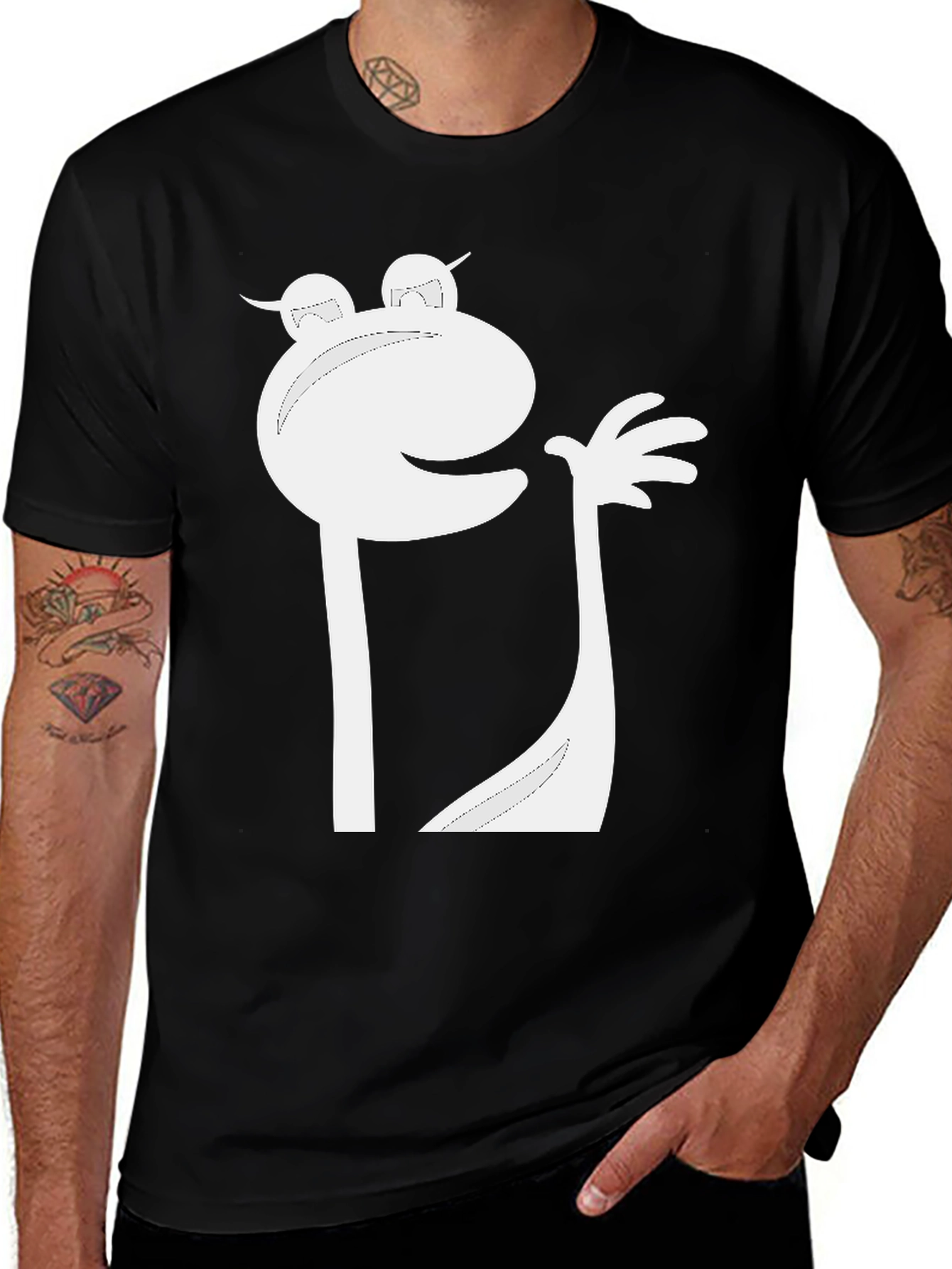 Funky Cartoon Character Black T-Shirt