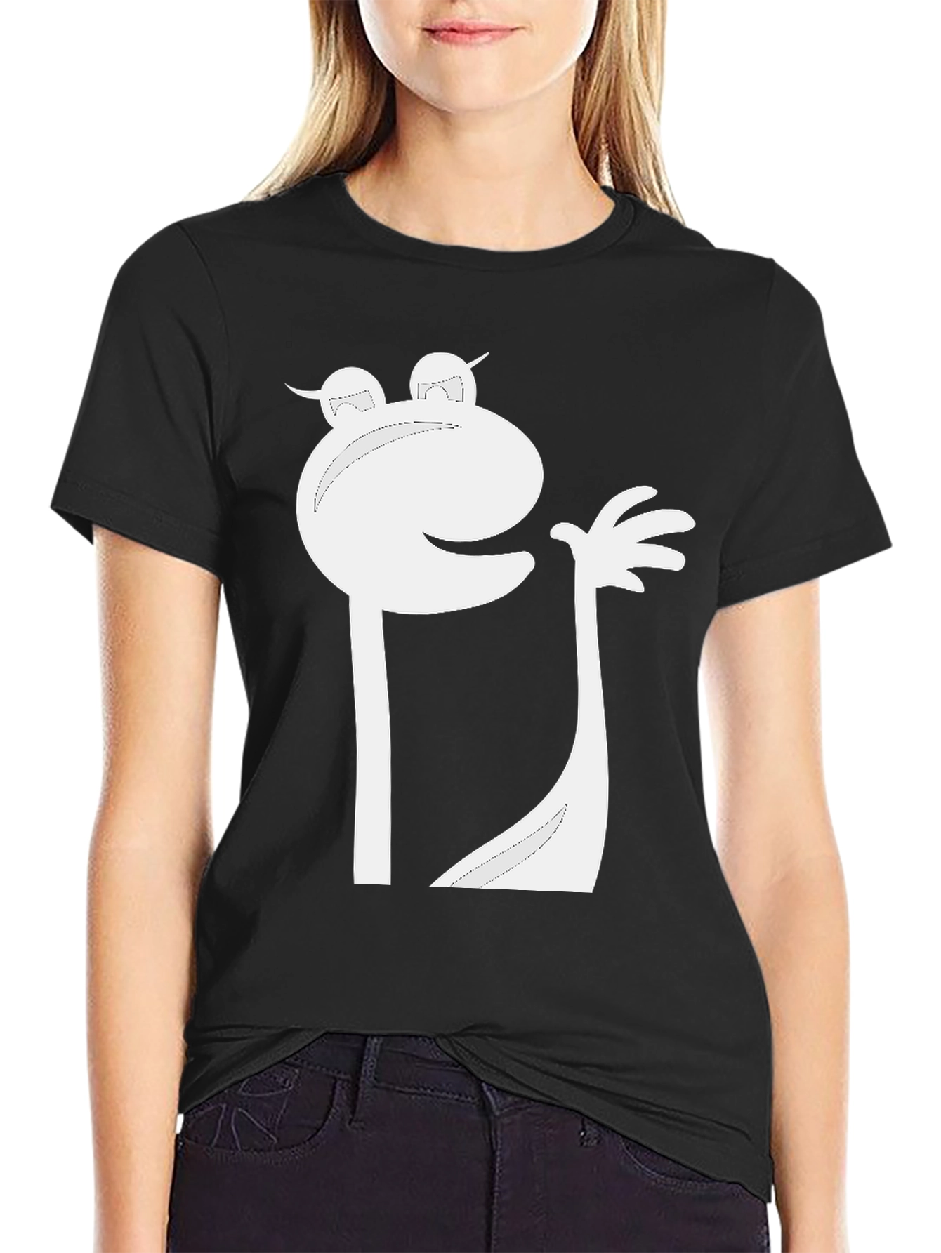 Funky Cartoon Character Black T-Shirt