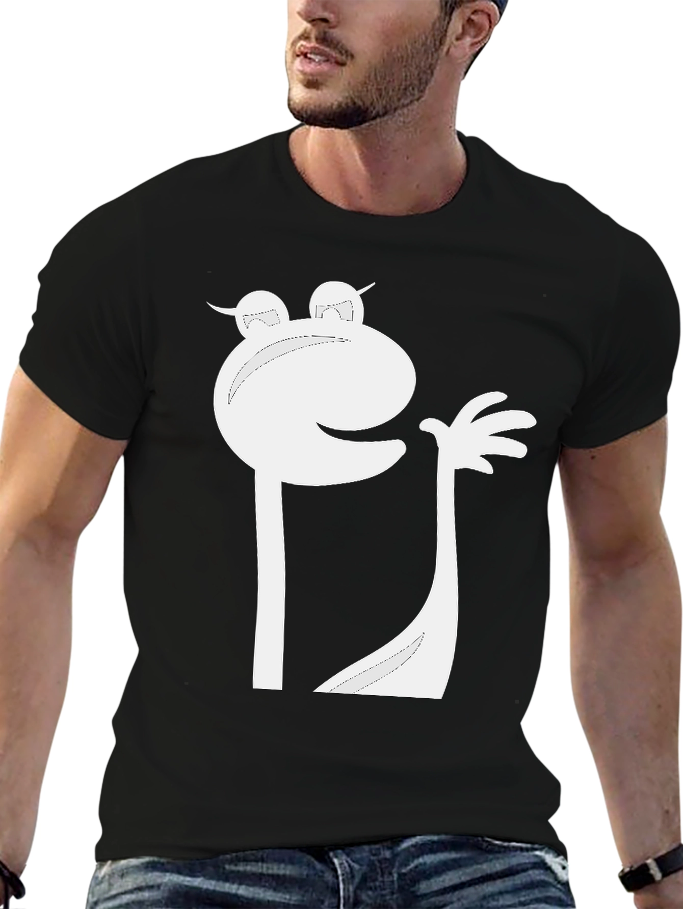 Funky Cartoon Character Black T-Shirt