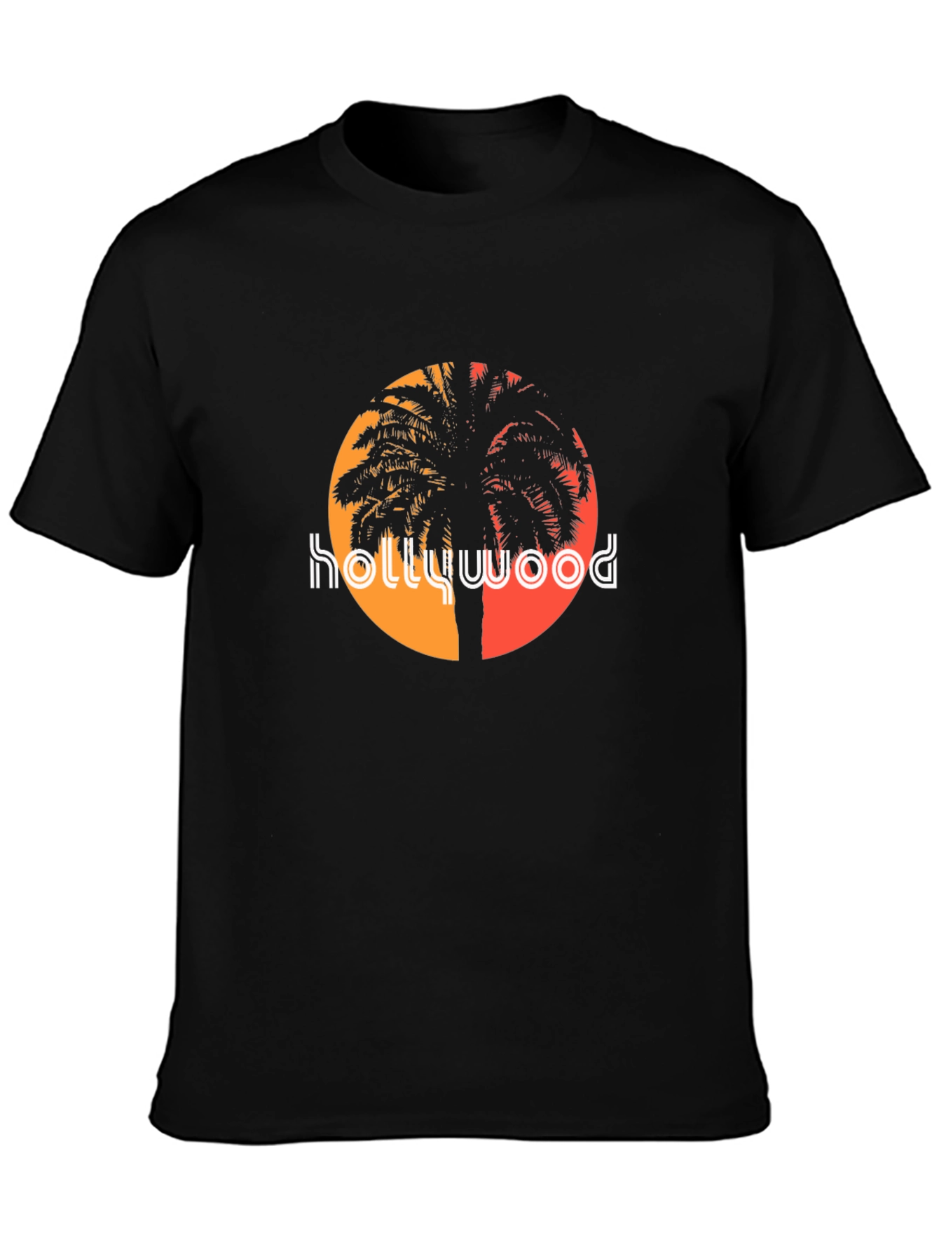 Hollywood Palm Tree Graphic Tee - Black T-Shirt