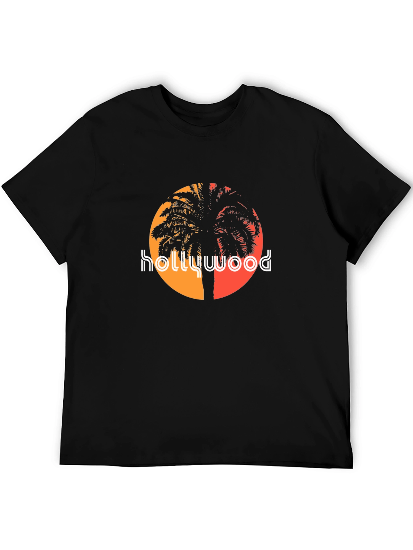 Hollywood Palm Tree Graphic Tee - Black T-Shirt