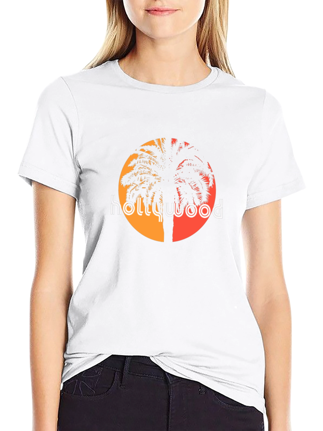 Hollywood Palm Tree Graphic Tee - Black T-Shirt