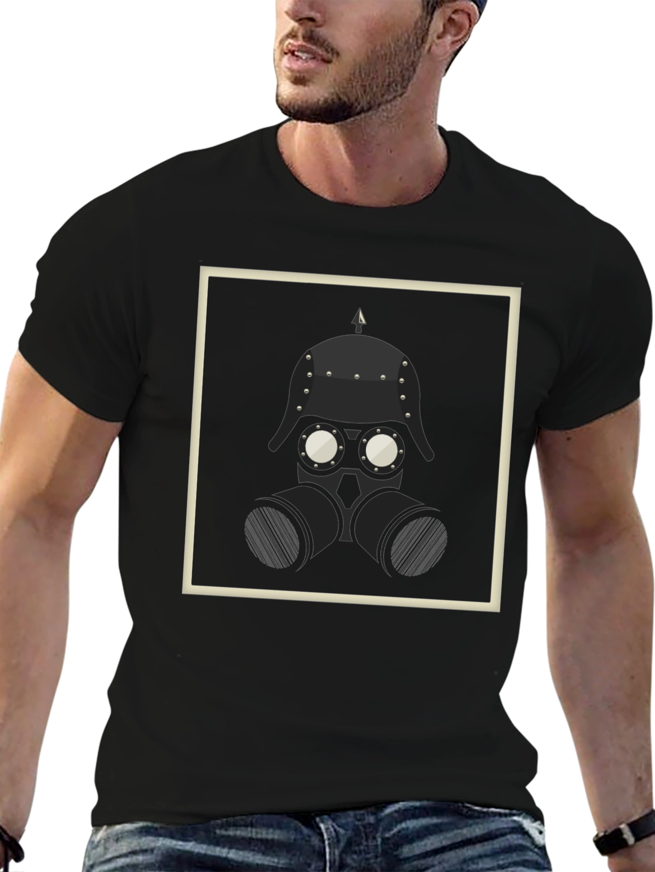 Steampunk Helmet Graphic Black T-Shirt