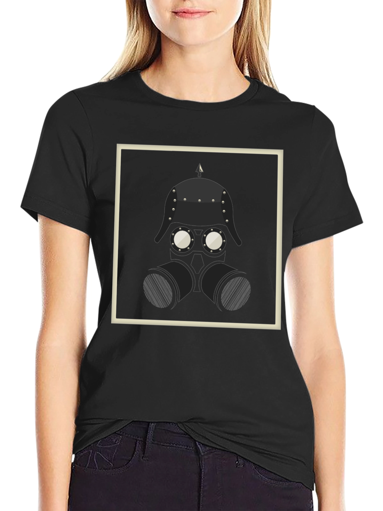 Steampunk Helmet Graphic Black T-Shirt