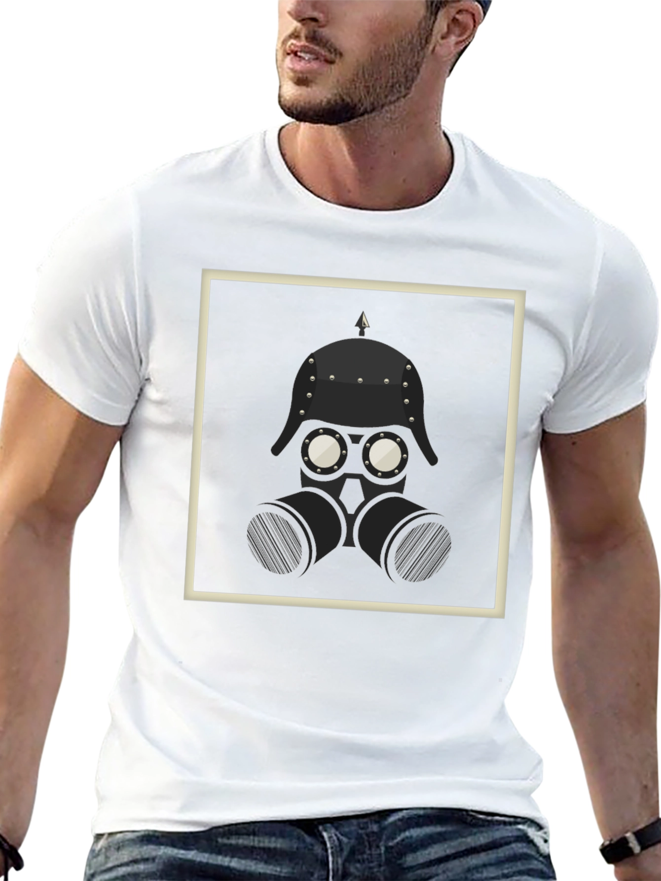 Steampunk Helmet Graphic Black T-Shirt