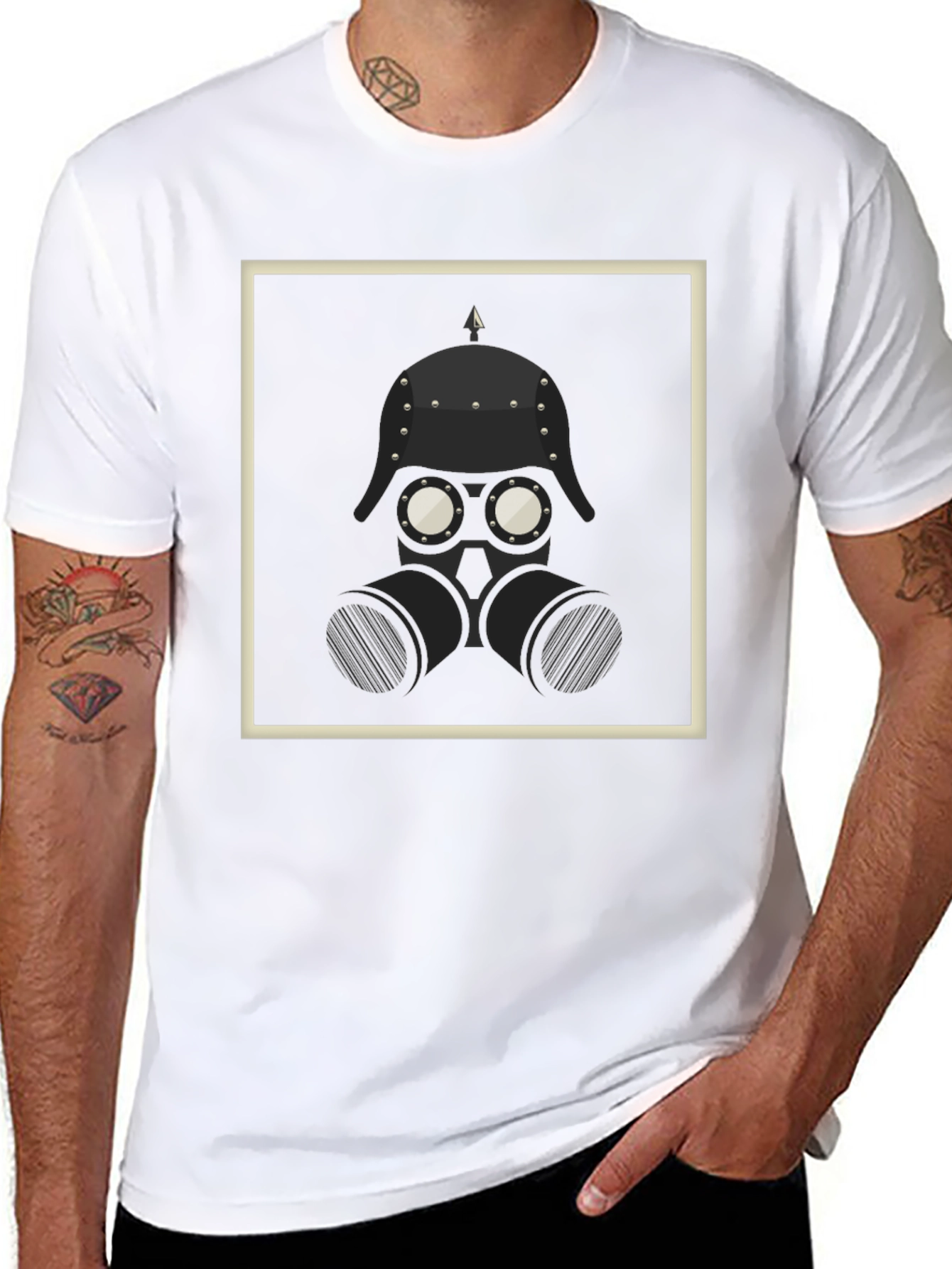 Steampunk Helmet Graphic Black T-Shirt