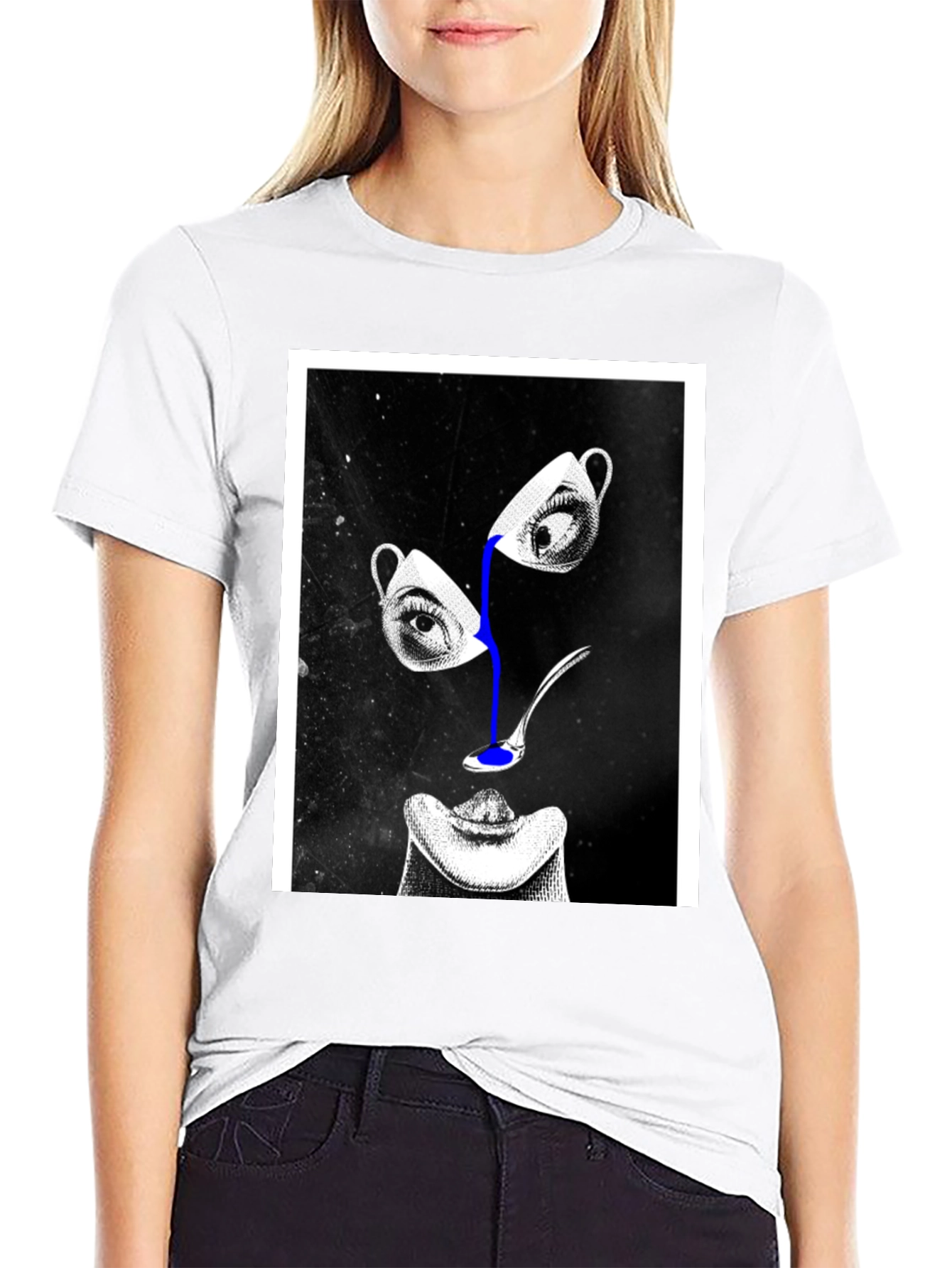 Abstract Eye & Cup Graphic Black T-Shirt