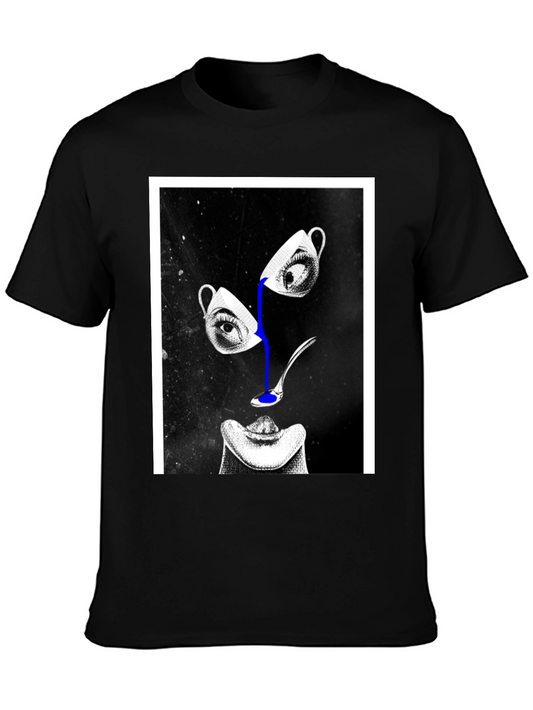 Abstract Eye & Cup Graphic Black T-Shirt