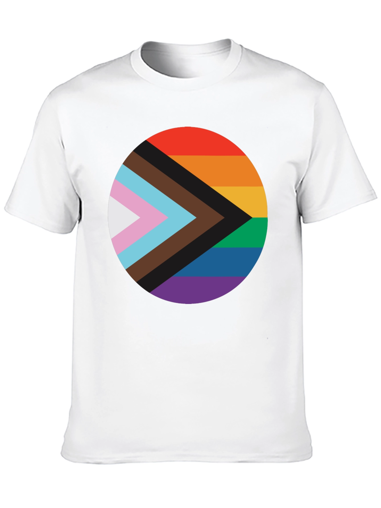 Pride Progress Flag Circle Black T-Shirt