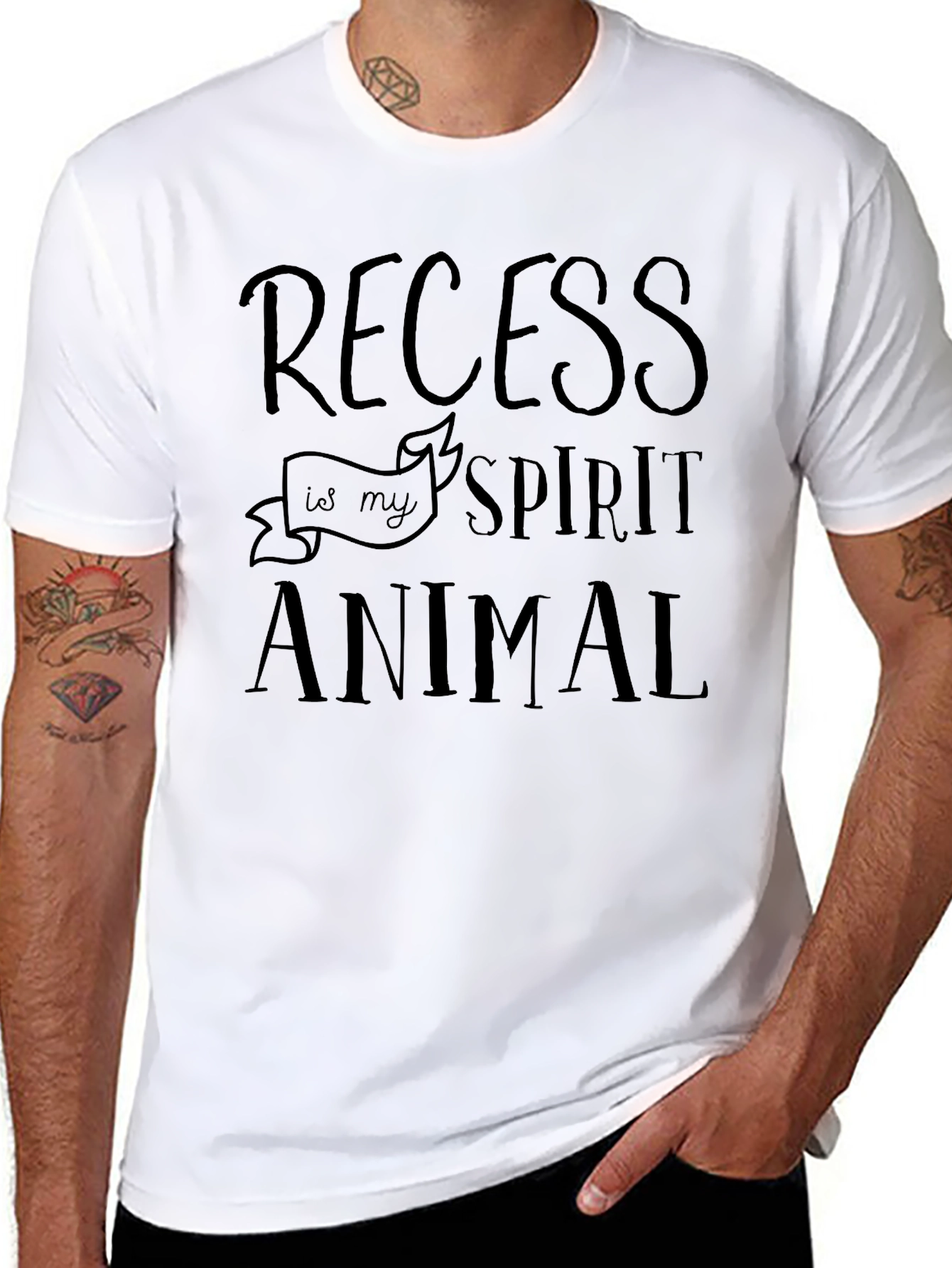 Recess is My Spirit Animal Black Graphic T-Shirt