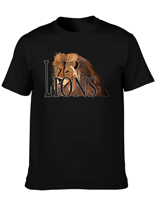 Lion Graphic Print Black T-Shirt