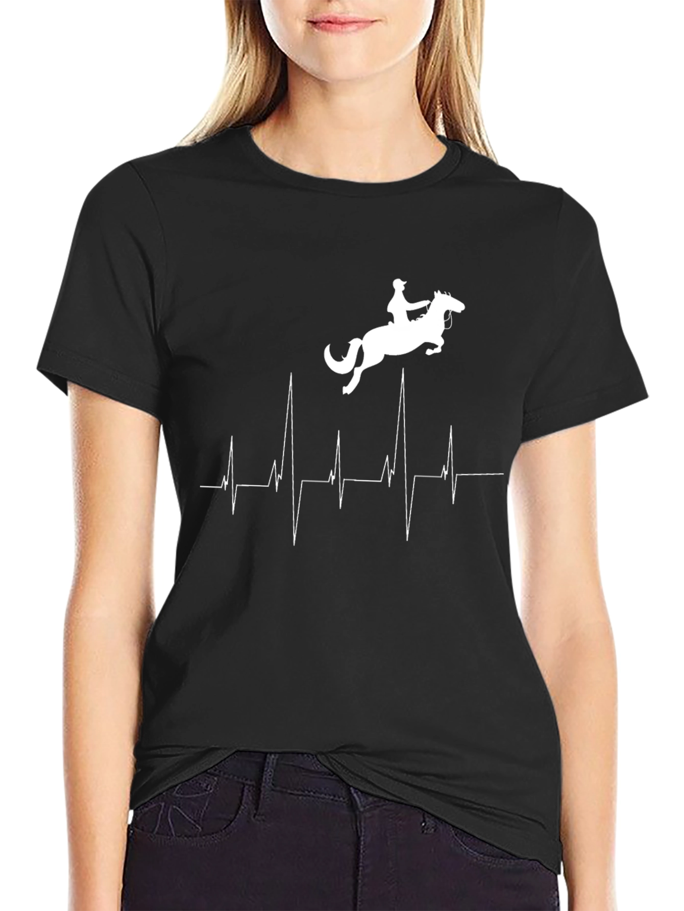 Equestrian Heartbeat T-Shirt - Horse Riding Passion