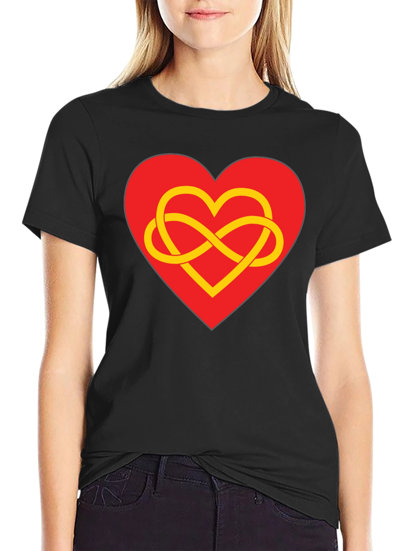 Heart Infinity Symbol Graphic Tee - Stylish Black T-Shirt