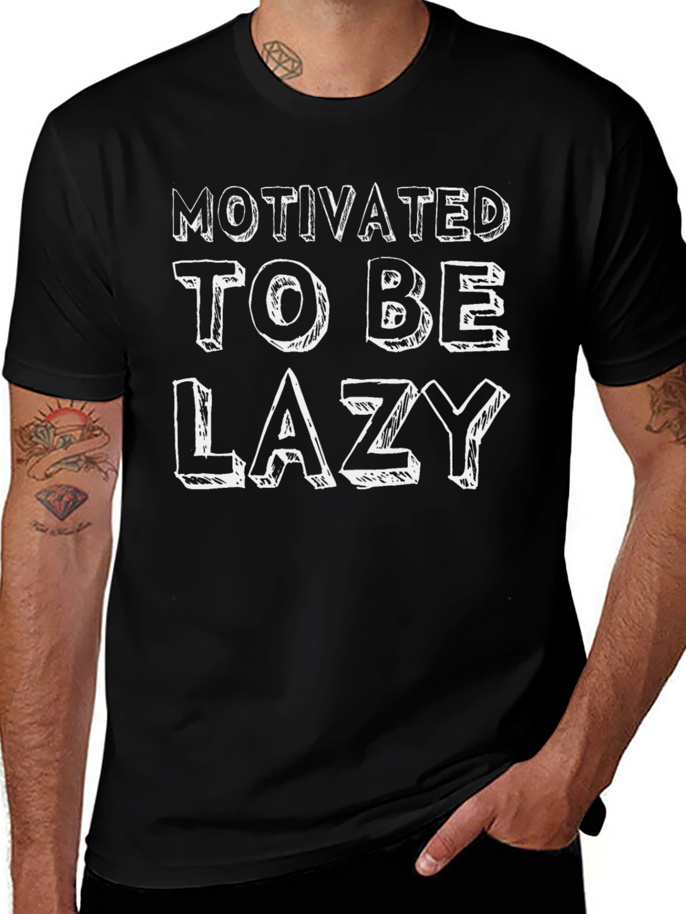 Motivated To Be Lazy Black T-Shirt