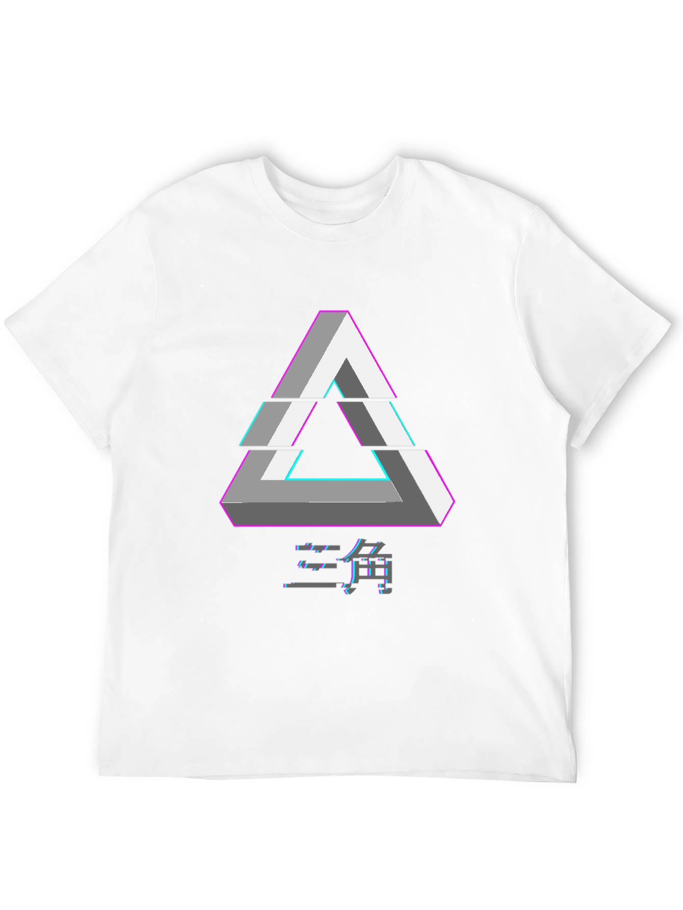 Geometric Illusion Triangle Graphic Tee - Black