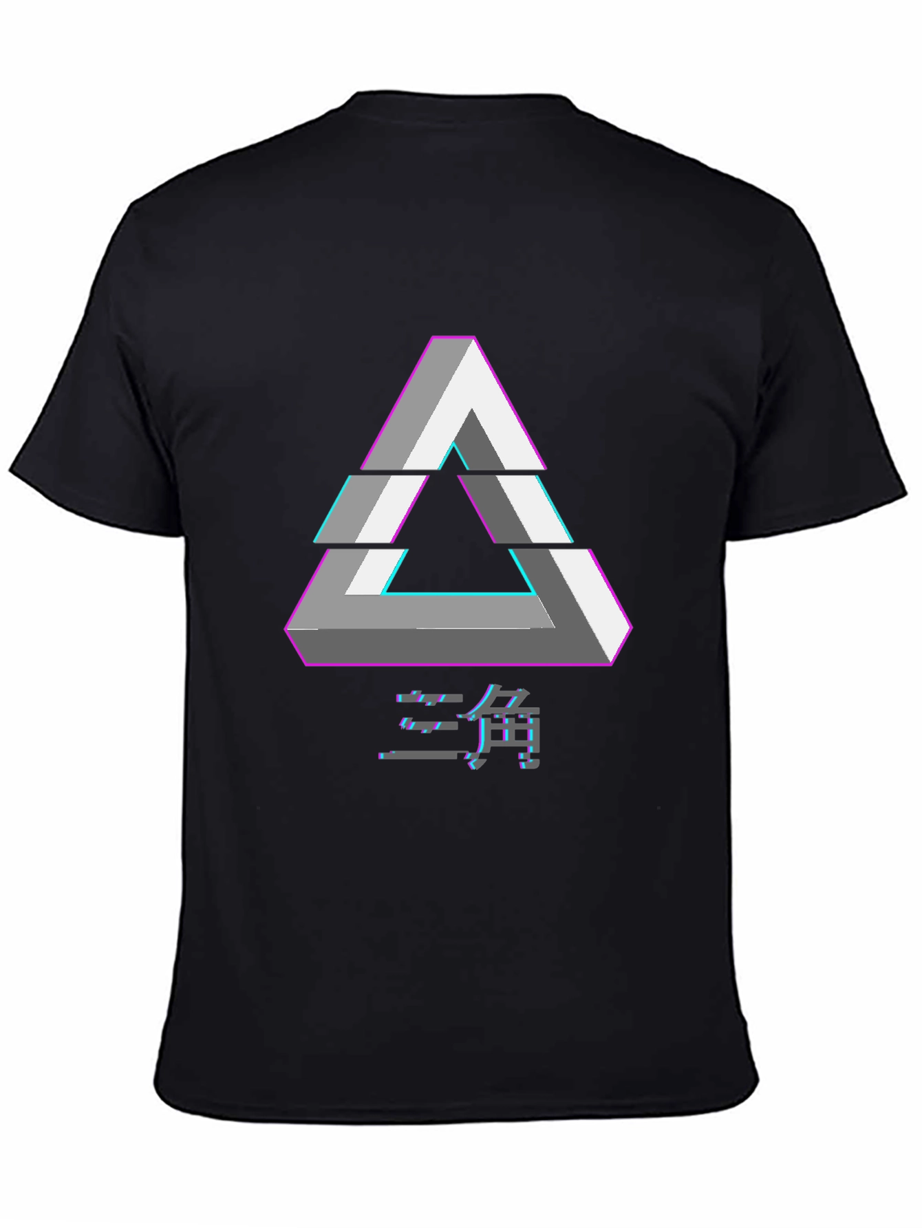Geometric Illusion Triangle Graphic Tee - Black