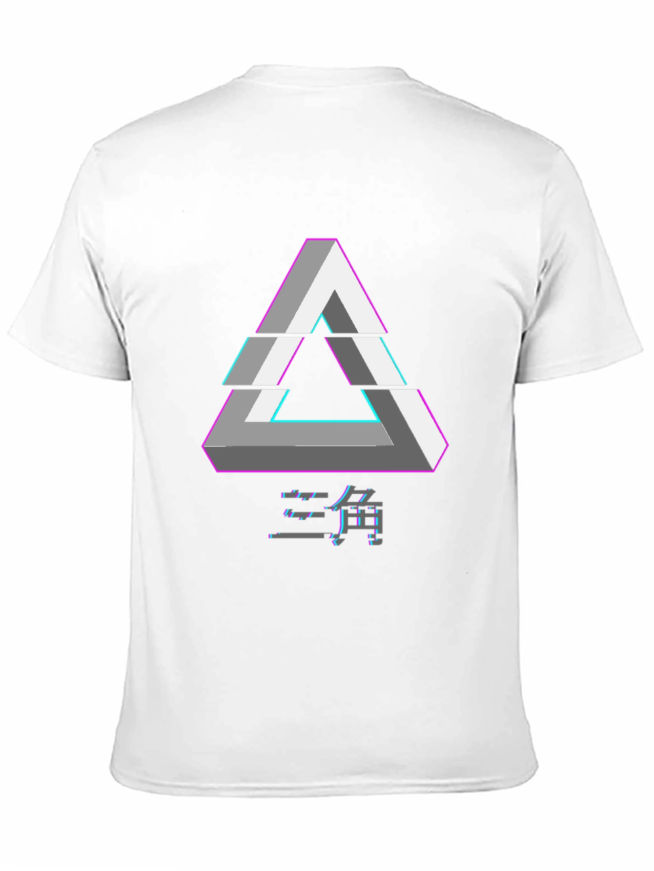 Geometric Illusion Triangle Graphic Tee - Black