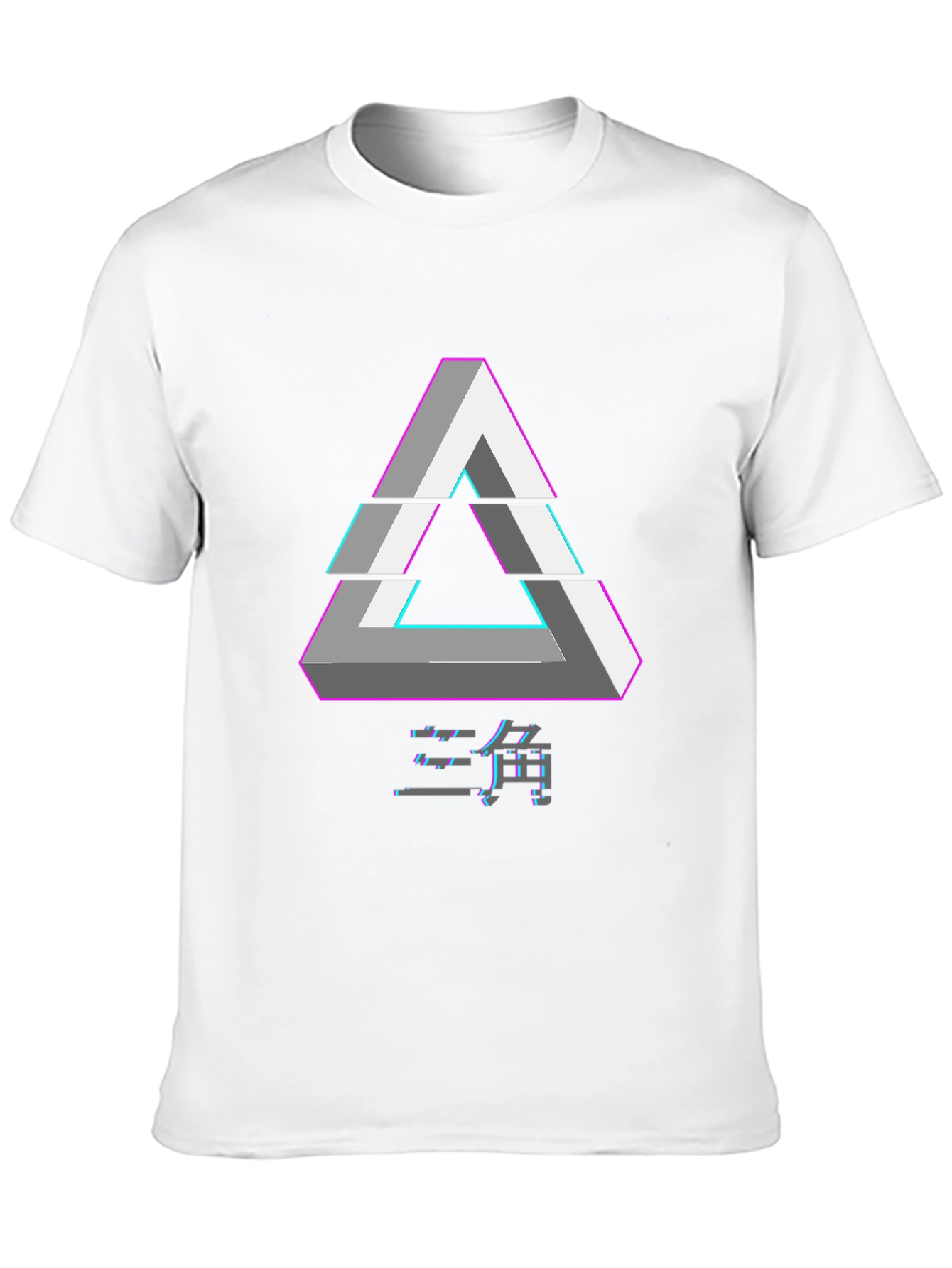 Geometric Illusion Triangle Graphic Tee - Black