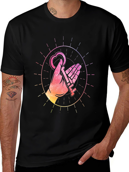 Heart Key Graphic Black T-Shirt