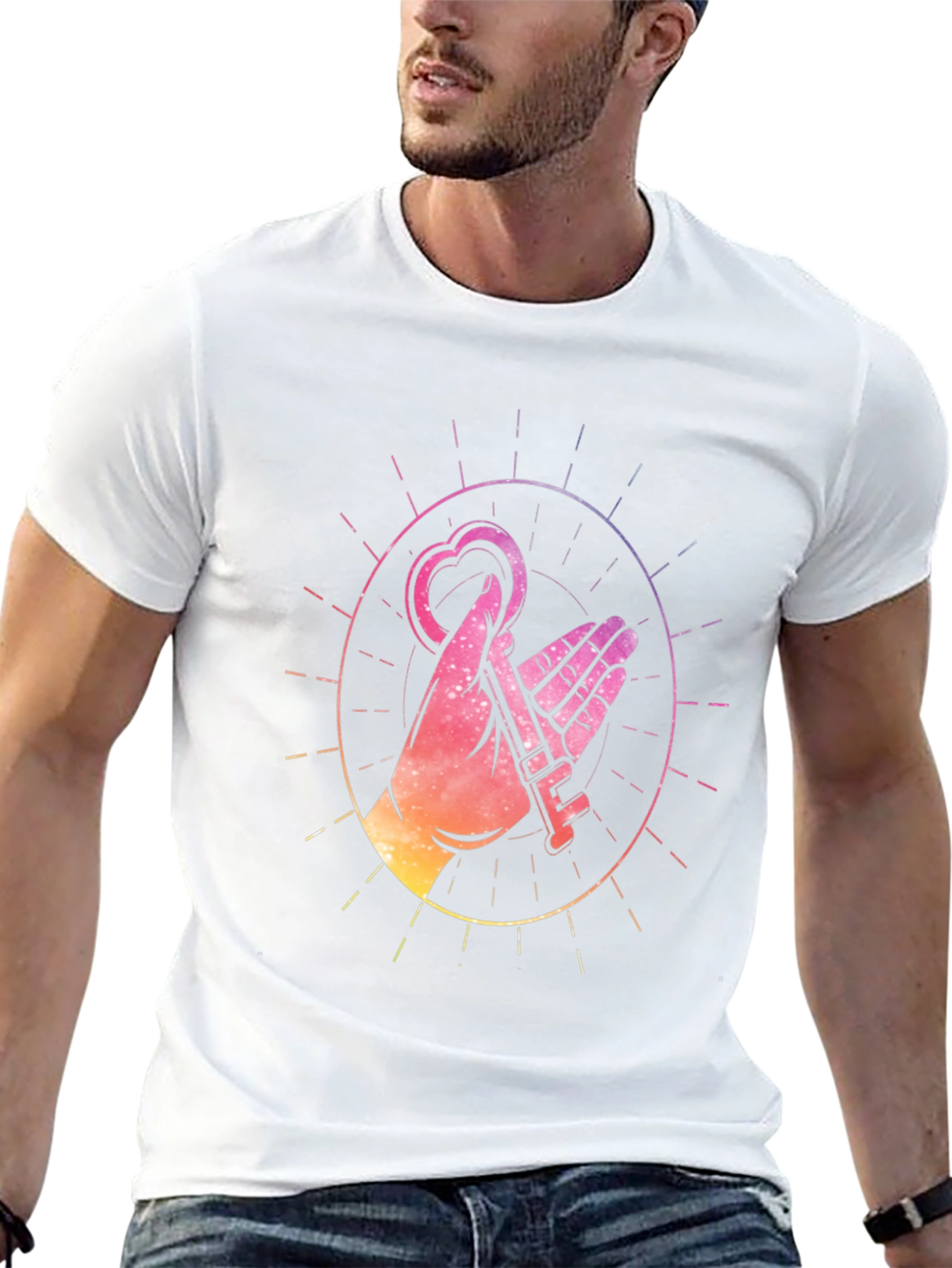 Heart Key Graphic Black T-Shirt
