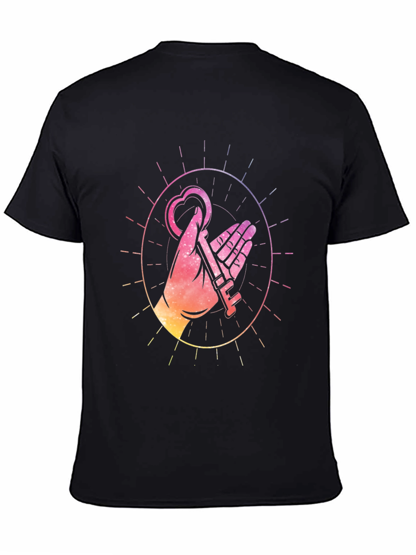 Heart Key Graphic Black T-Shirt