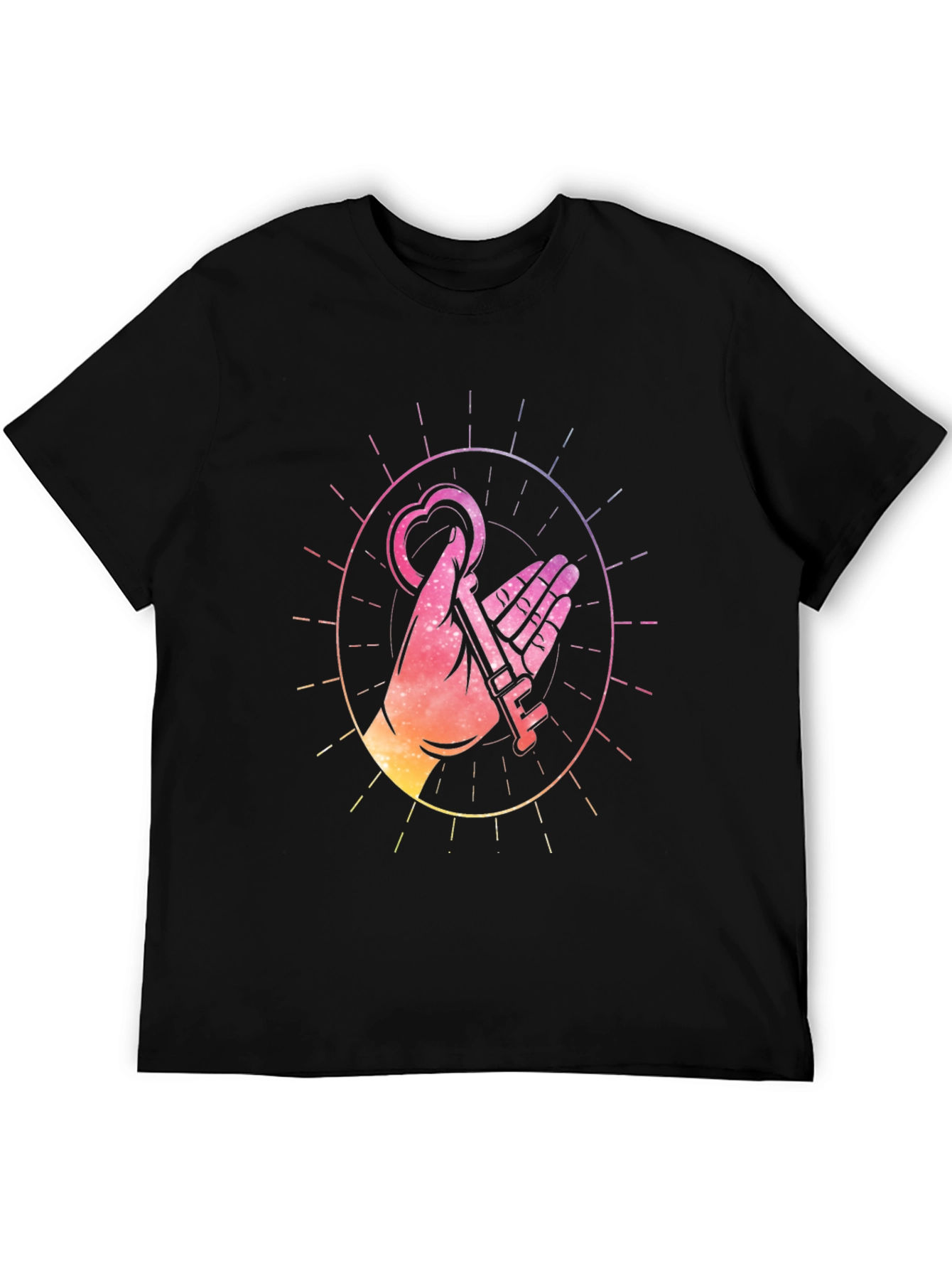 Heart Key Graphic Black T-Shirt