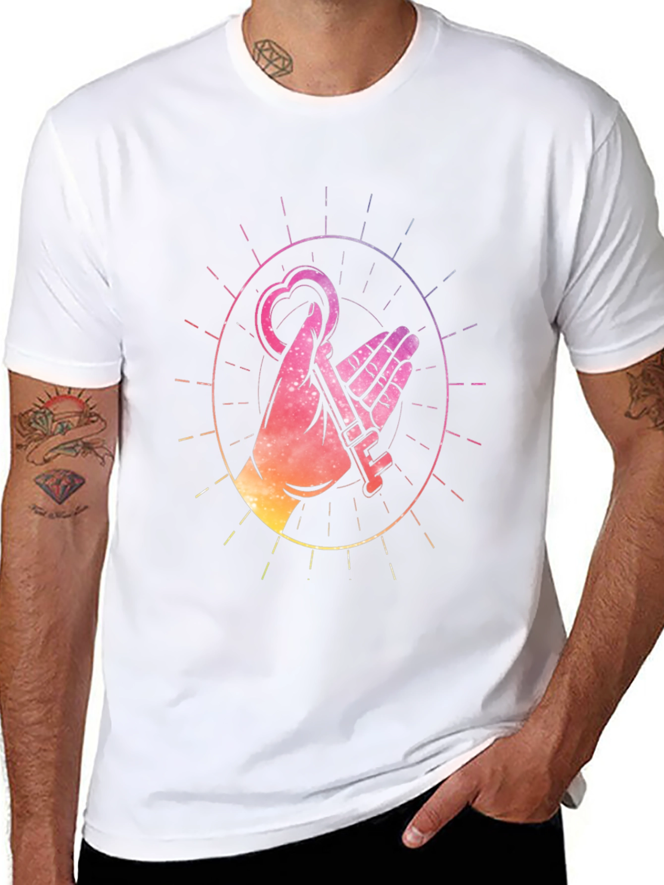 Heart Key Graphic Black T-Shirt