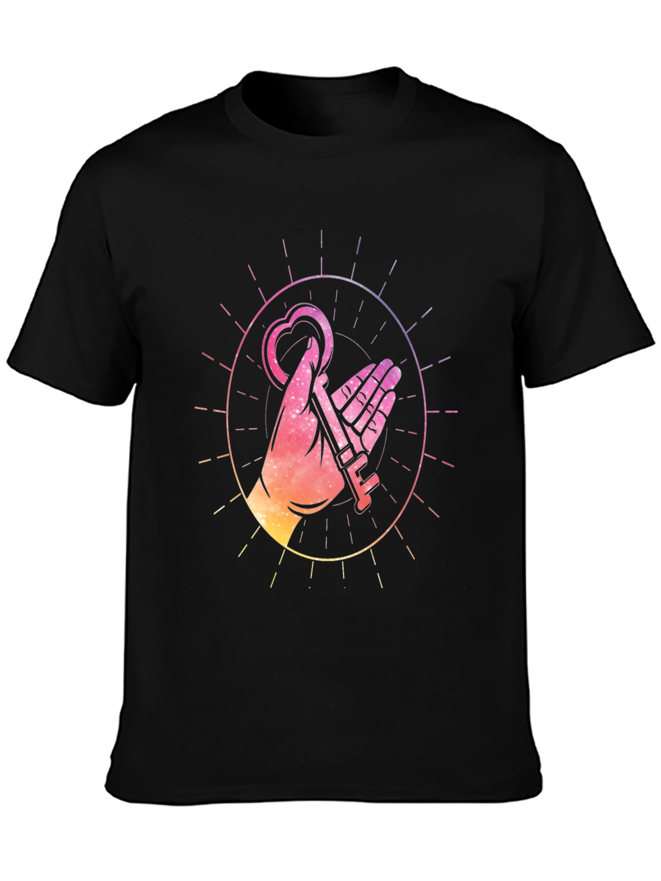 Heart Key Graphic Black T-Shirt