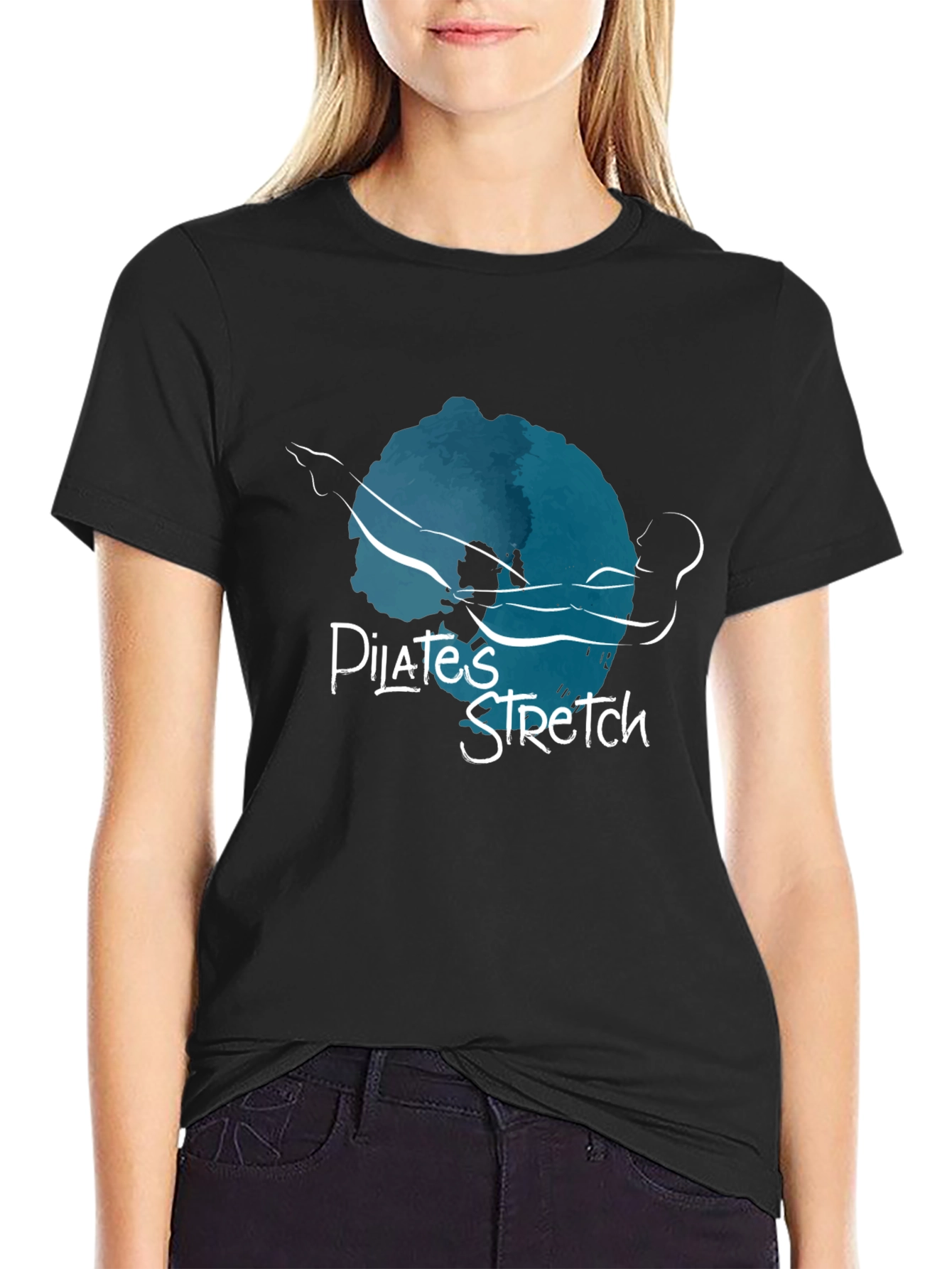 Pilates Stretch Graphic Tee - Black Cotton Shirt