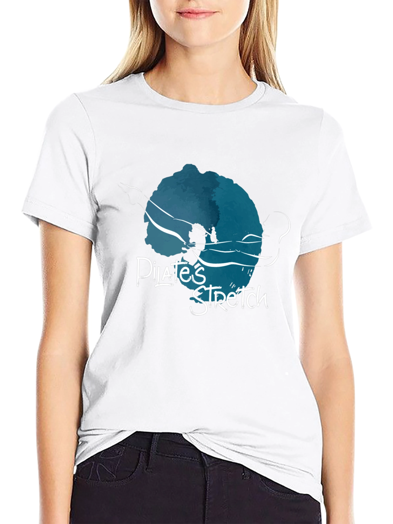 Pilates Stretch Graphic Tee - Black Cotton Shirt