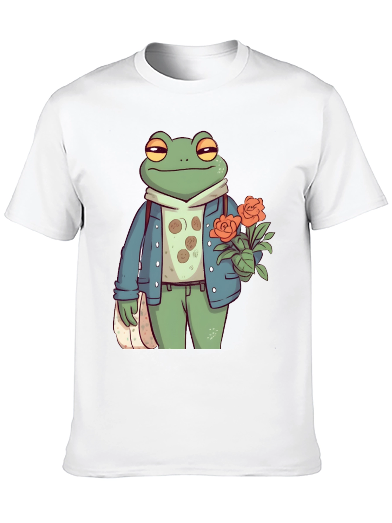 Stylish Frog with Flowers Graphic Tee