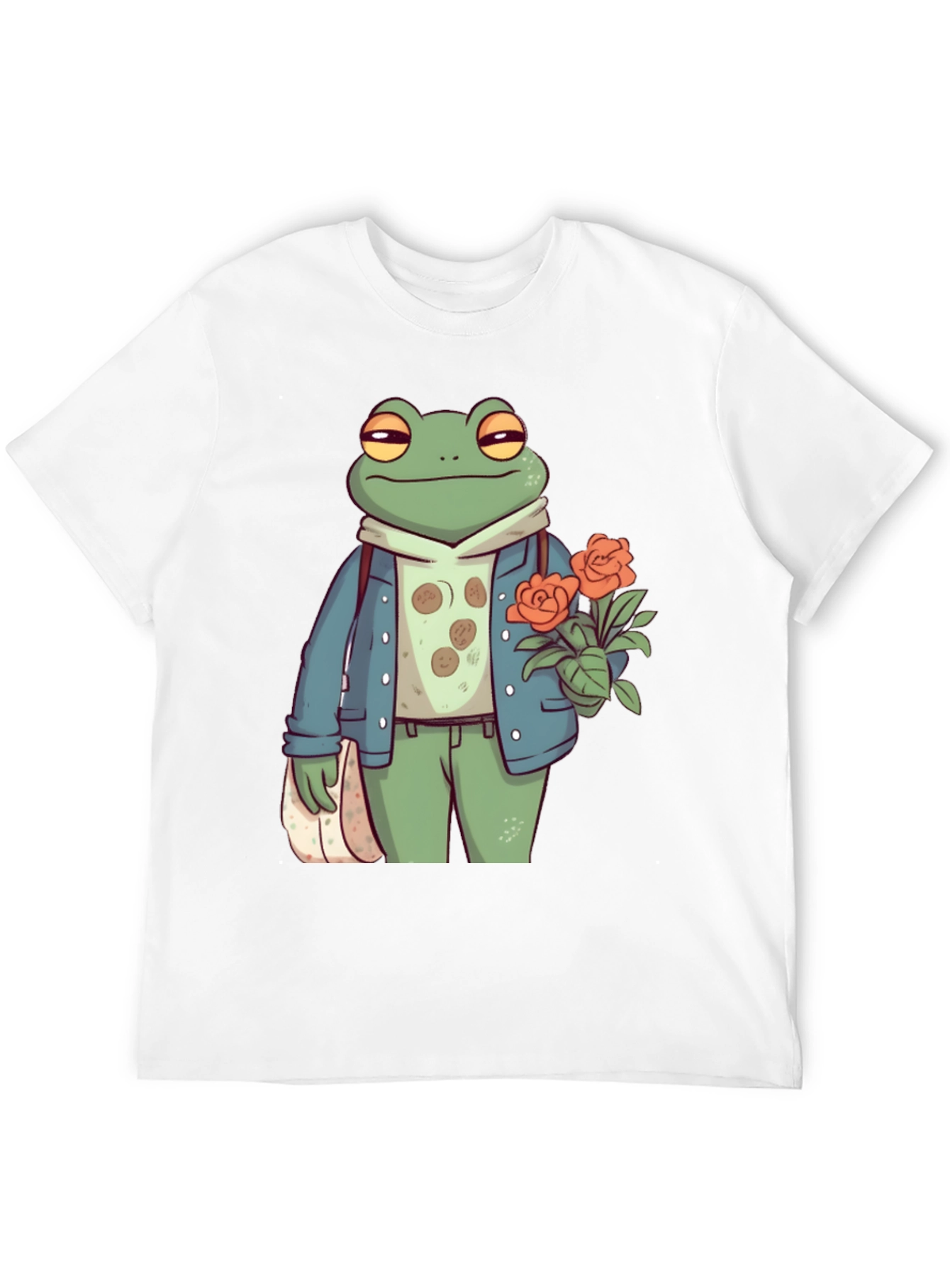 Stylish Frog with Flowers Graphic Tee