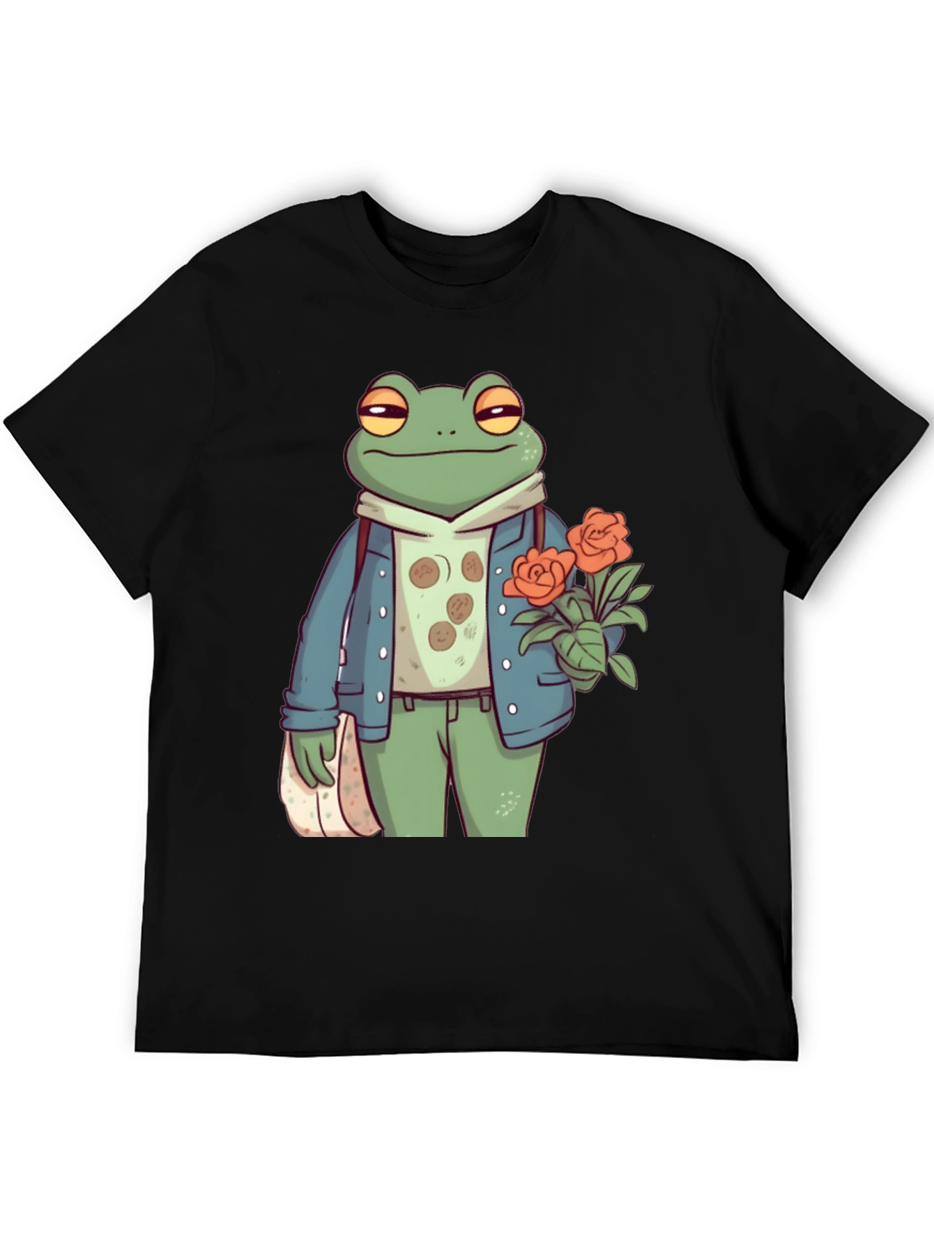 Stylish Frog with Flowers Graphic Tee