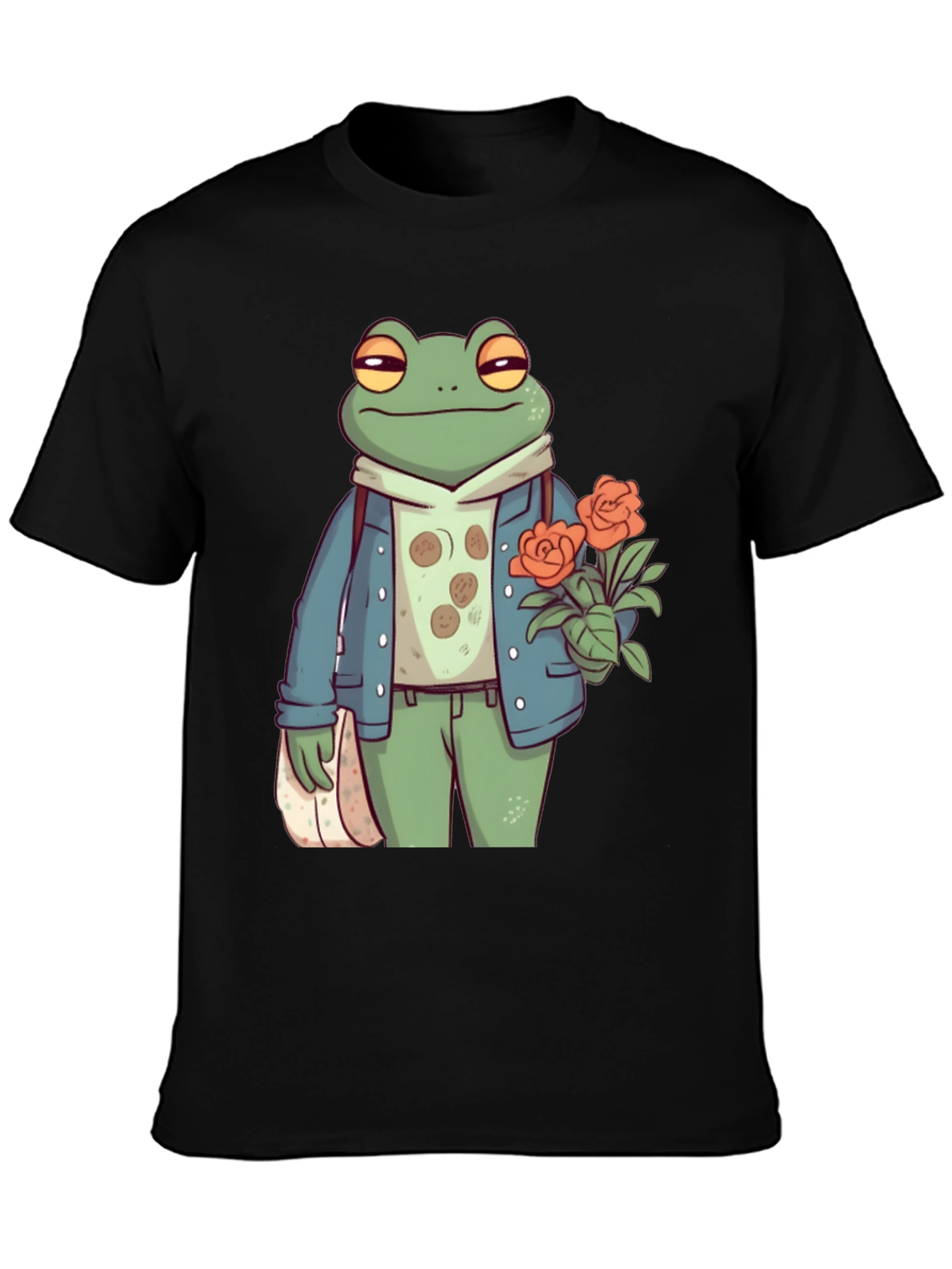 Stylish Frog with Flowers Graphic Tee
