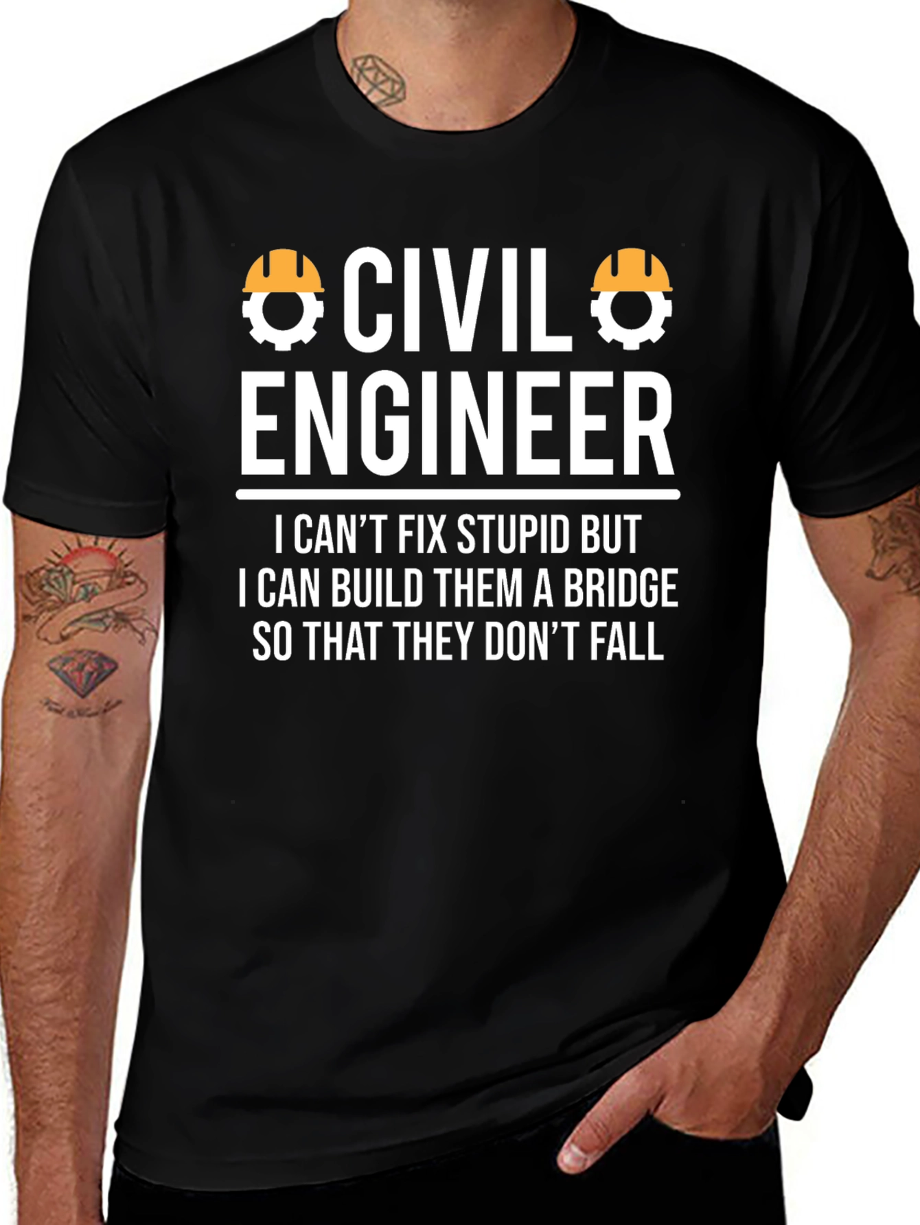 Civil Engineer T-Shirt - Build Bridges Not Stupidity