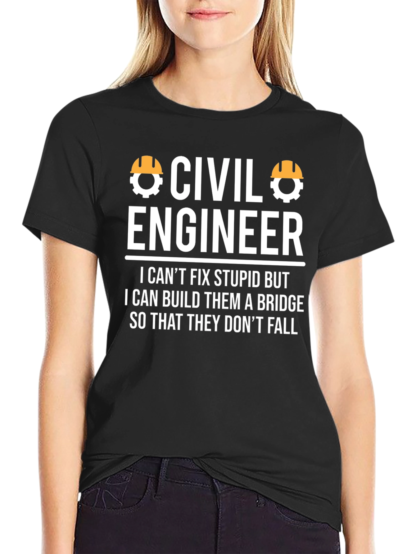 Civil Engineer T-Shirt - Build Bridges Not Stupidity