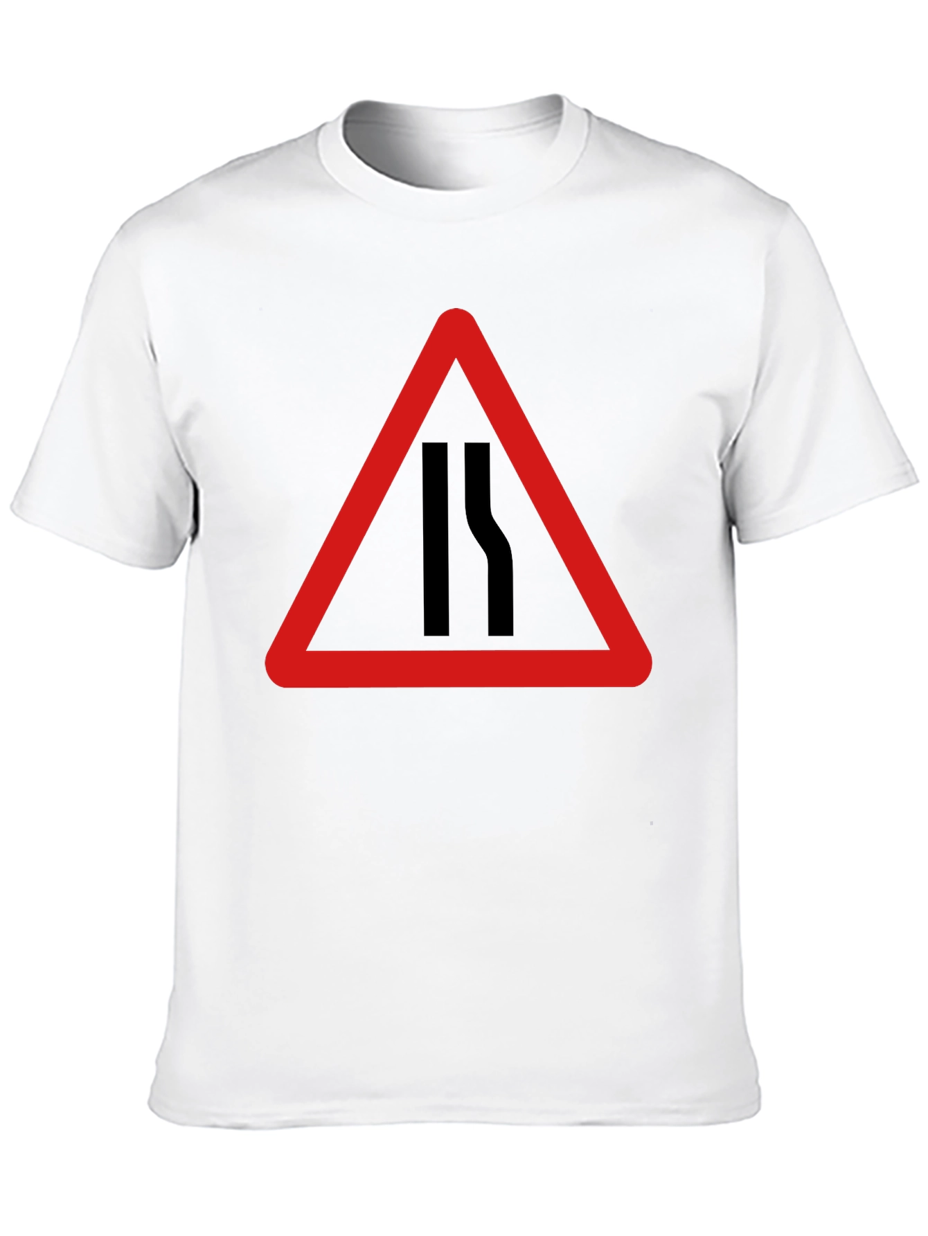 Road Narrows T-Shirt - Warning Sign Graphic Tee