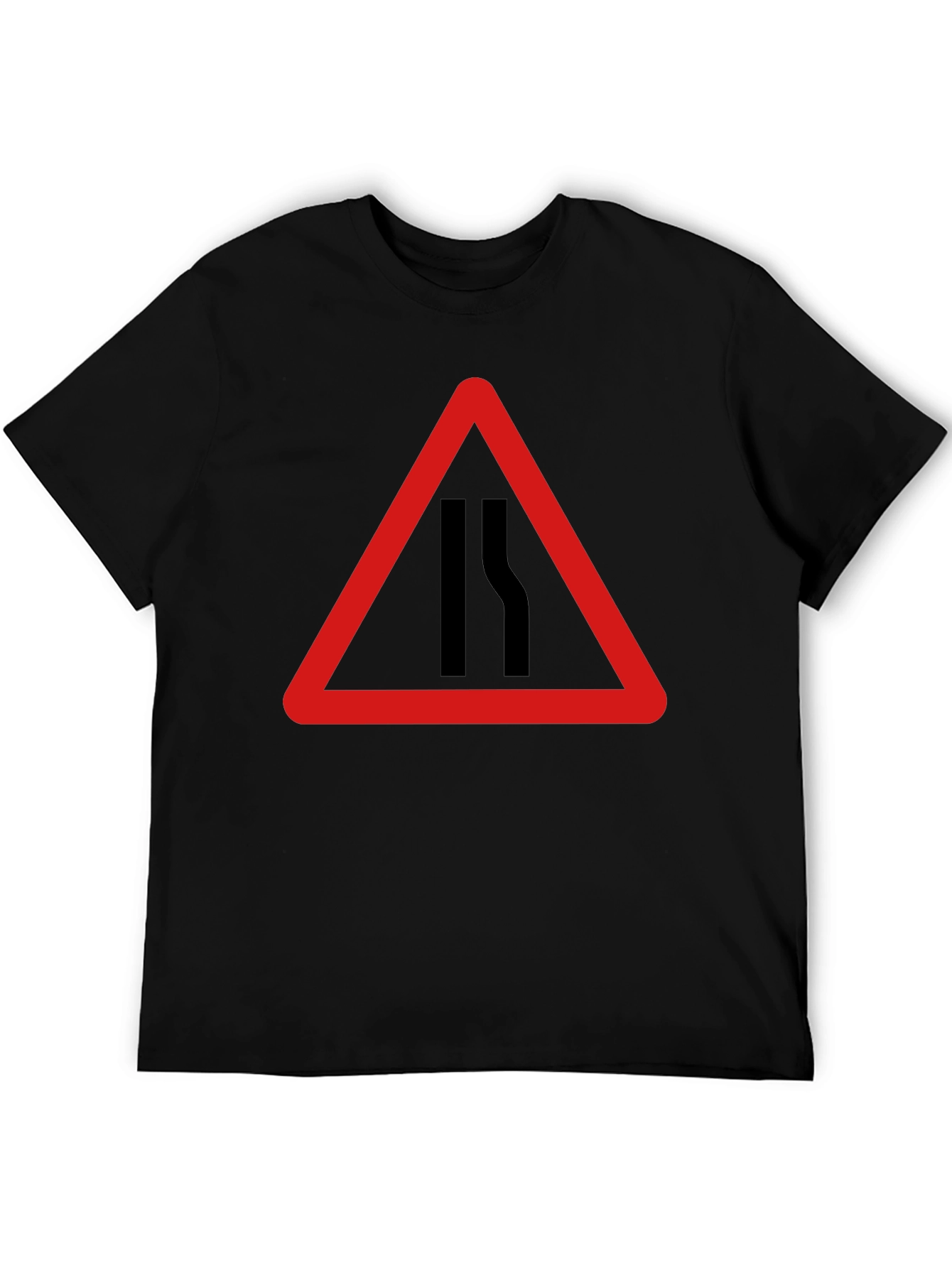 Road Narrows T-Shirt - Warning Sign Graphic Tee